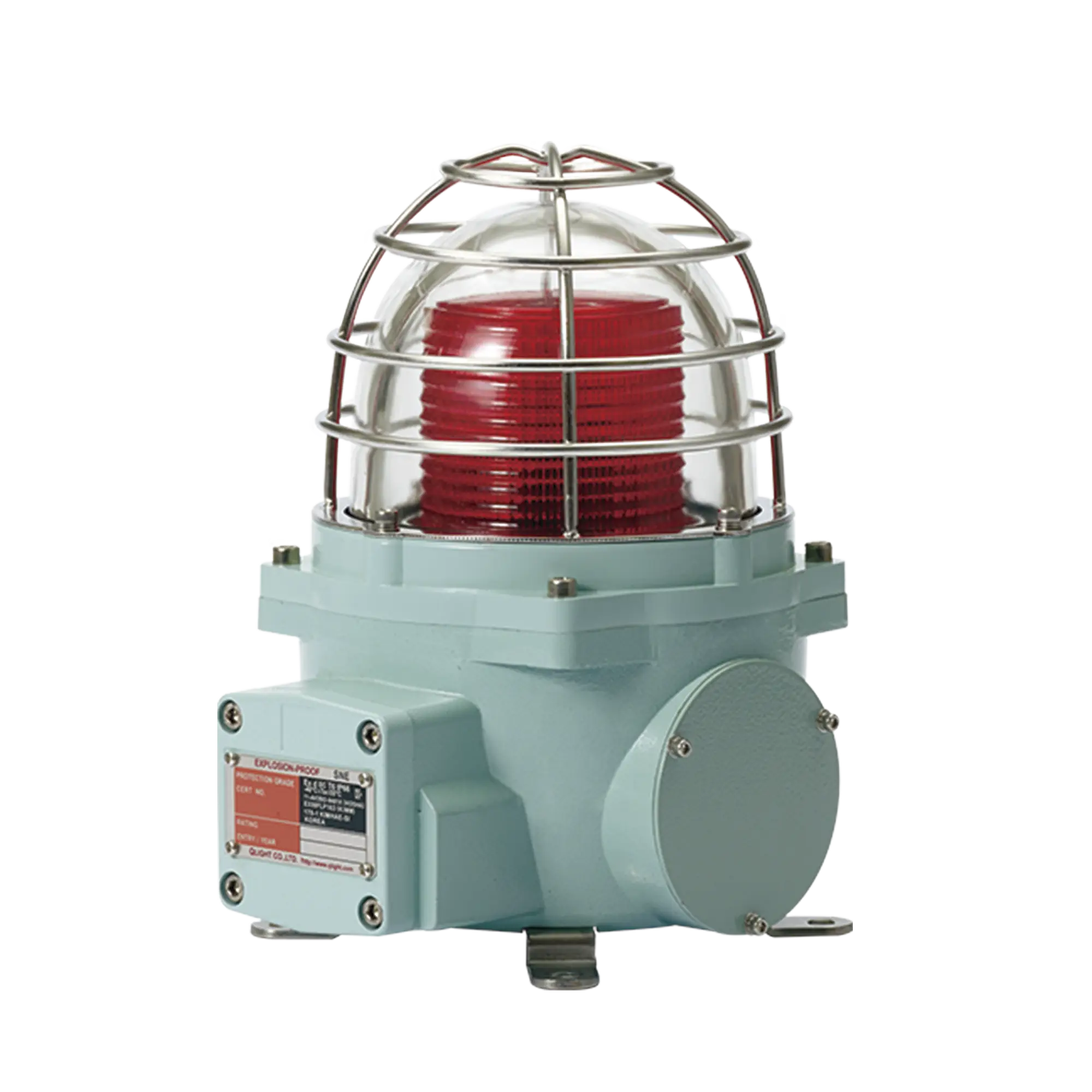 Baliza con luz LED color Rojo con patrón de destello fijo o flasheante, ideal para zonas y áreas peligrosas, opera en un rango de 120 VAC