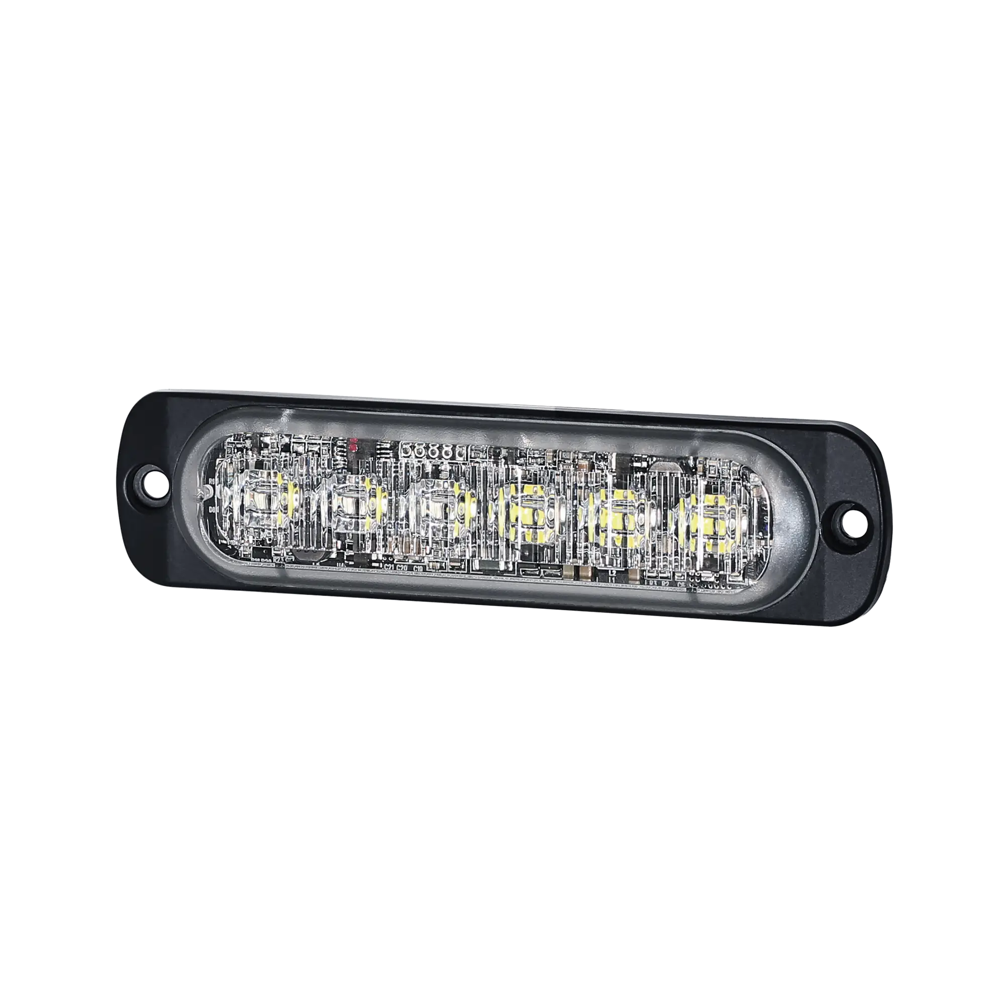 Luz Auxiliar de 12 LED, Rojo/Azul, SAE, Bisel Negro, Lente Transparente