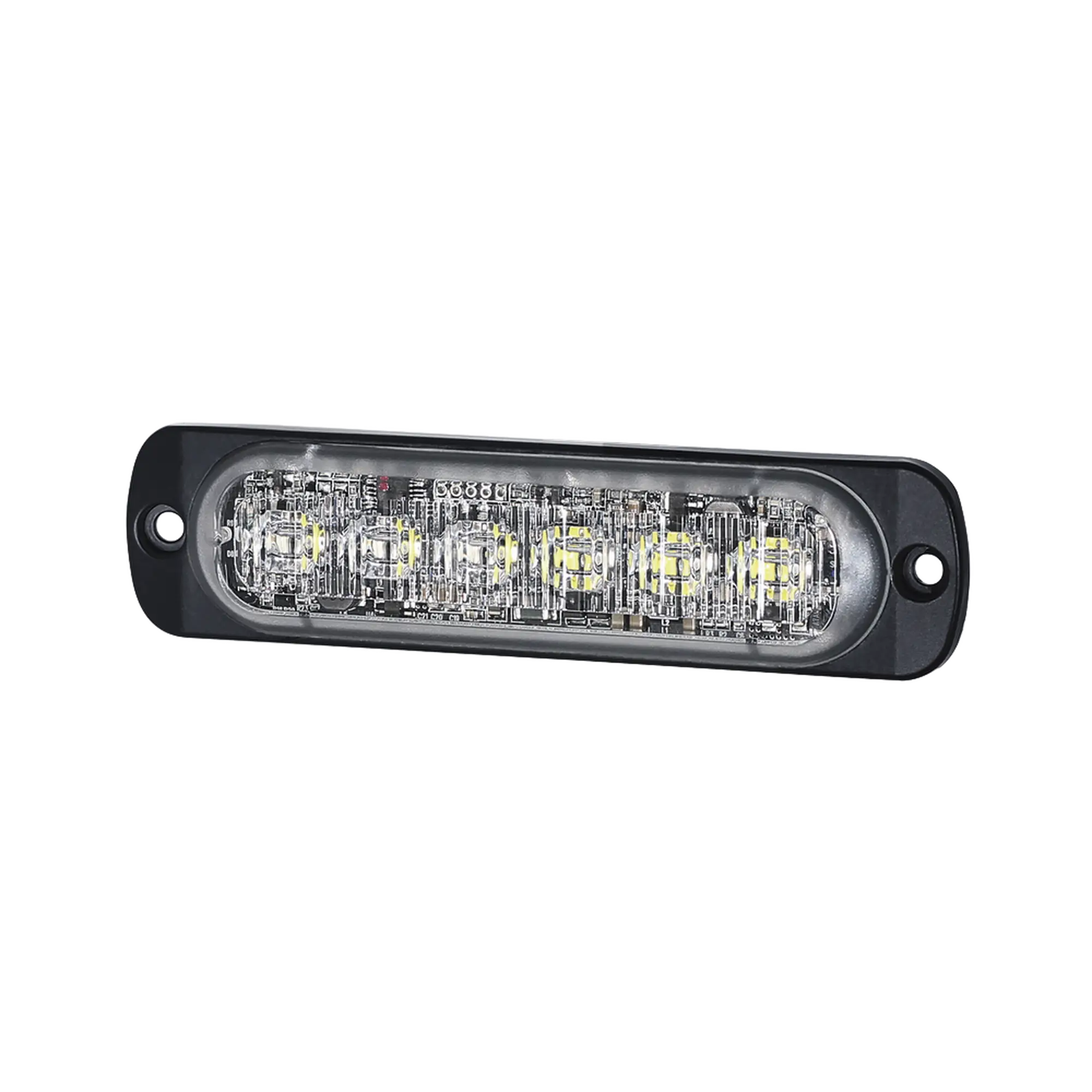 Luz Auxiliar de 12 LED, Rojo/Claro, SAE, Bisel Negro, Lente Transparente