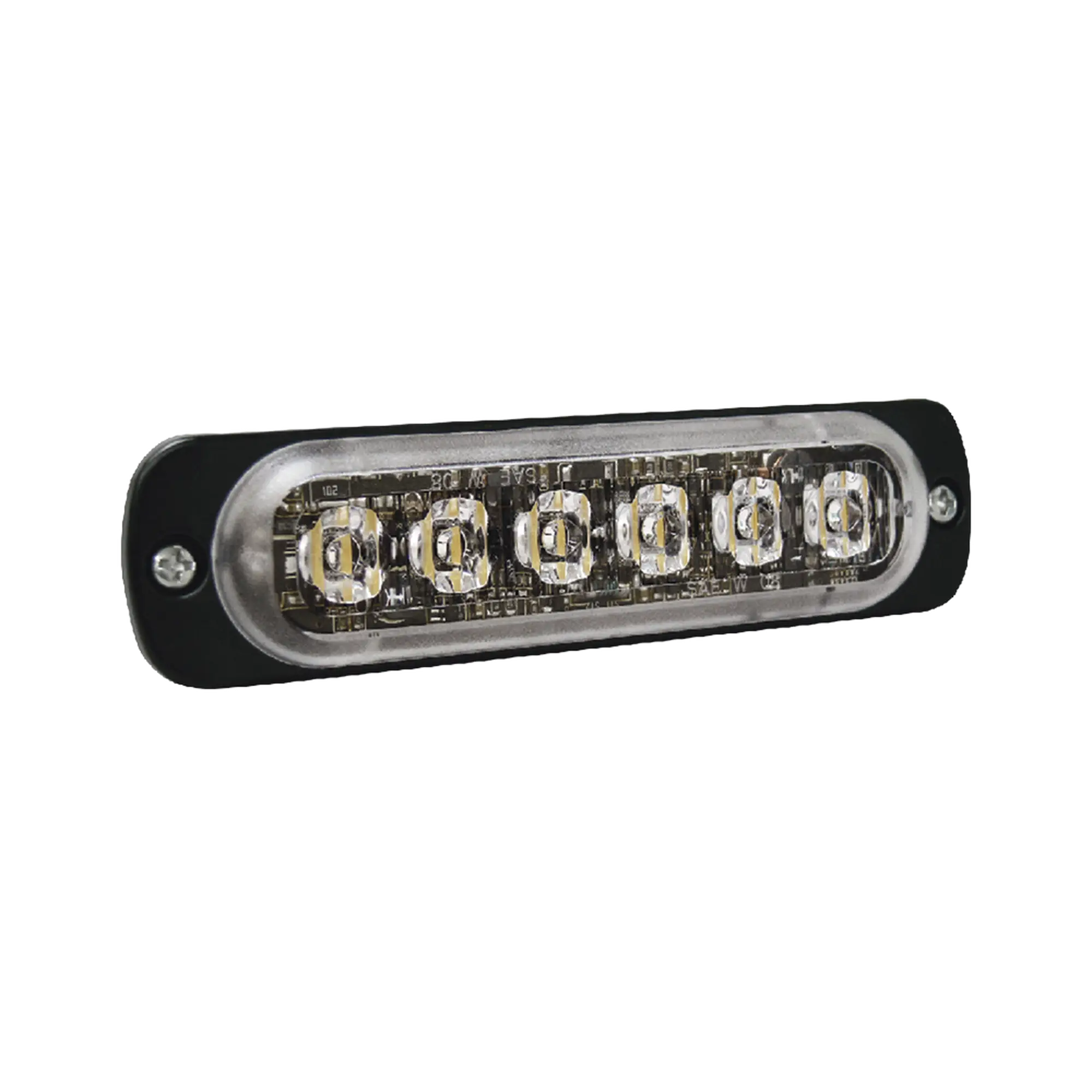 Luz Auxiliar de 6 LED, Ambar, Bisel Negro, Lente Transparente