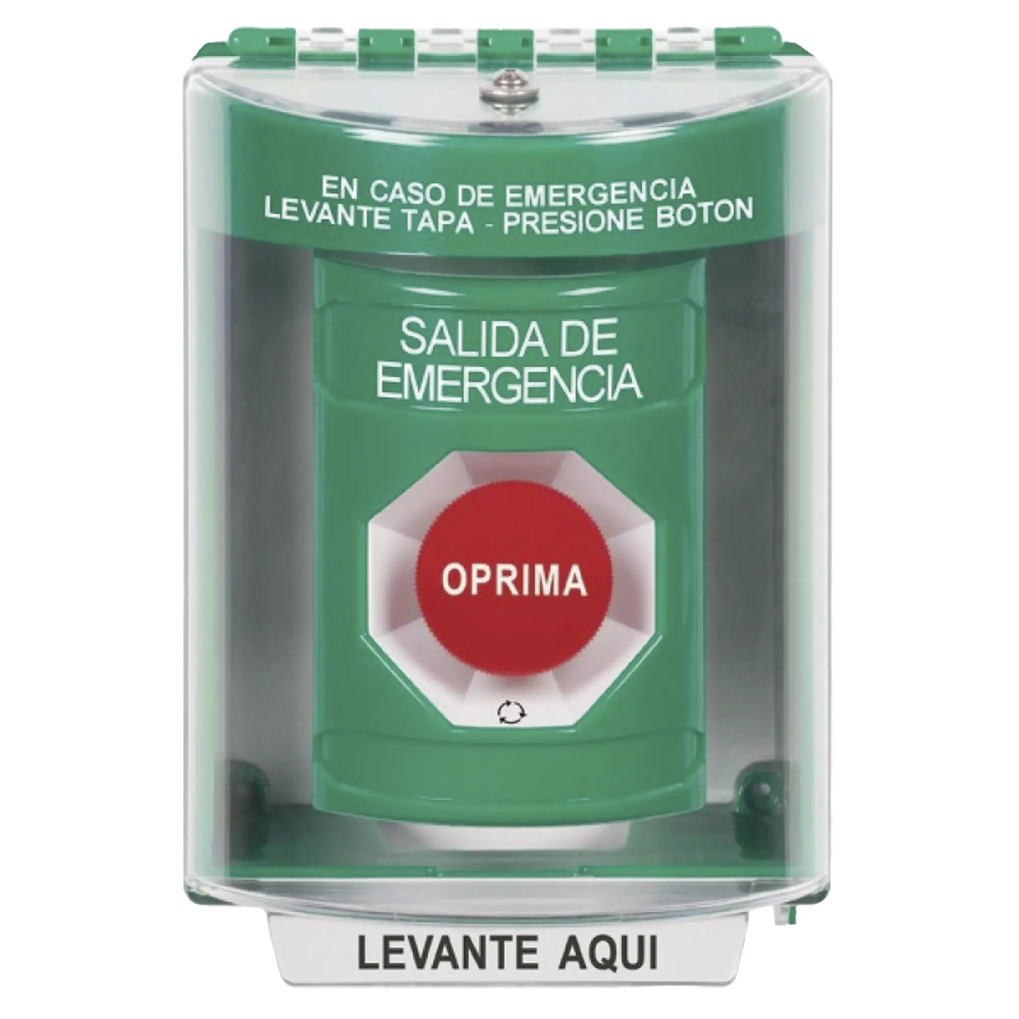 Botón Multipropósito, Salida De Emergencia, Girar Para Reset, Español, Cubierta De Policarbonato, 2 Relevadores NO/NC, Interior/Exterior