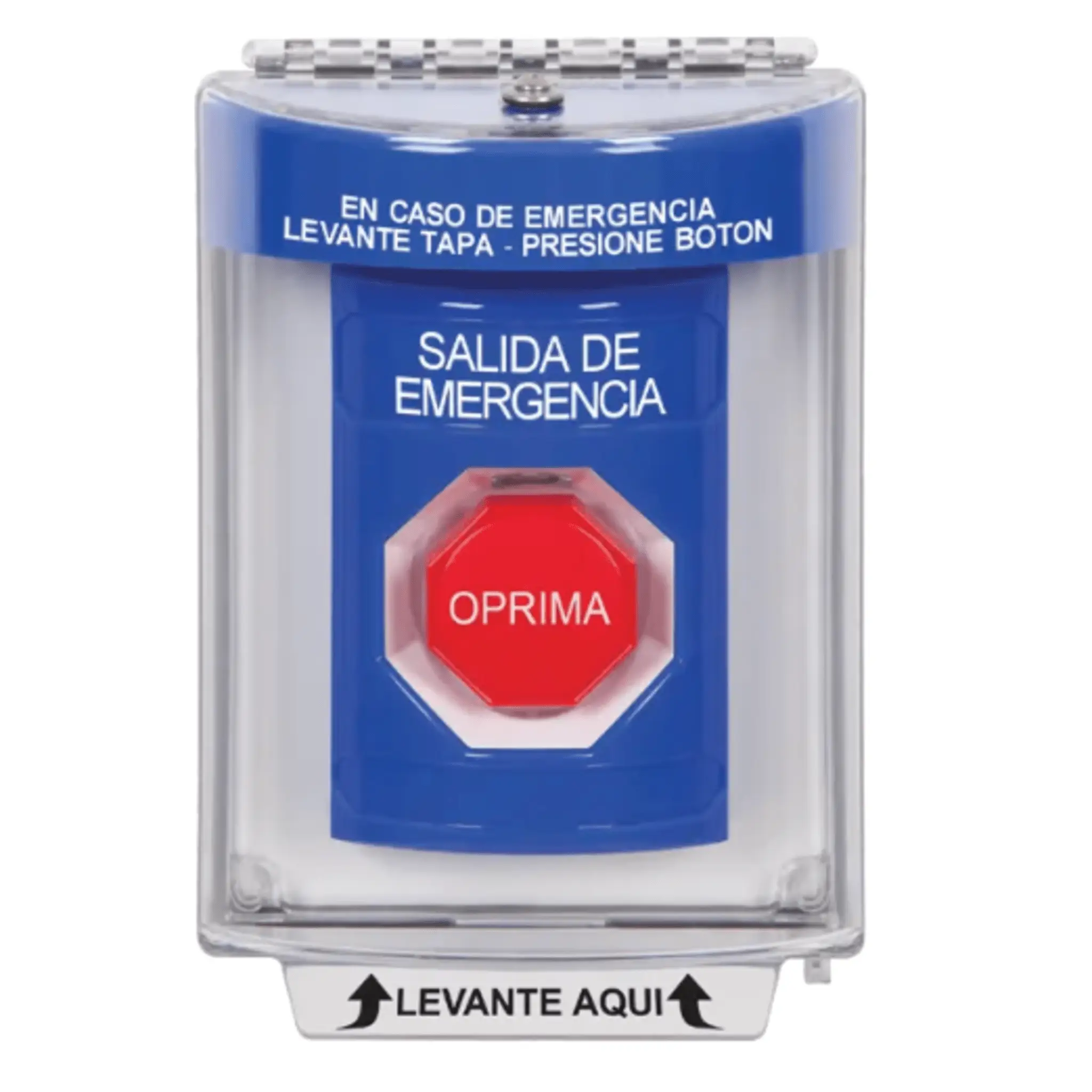 Botón Multipropósito, Salida De Emergencia, Reset Neumático, Sin Bocina , Texto En Español, Tapa De Policarbonato, 2 Relevadores forma C, Interior y Exterior