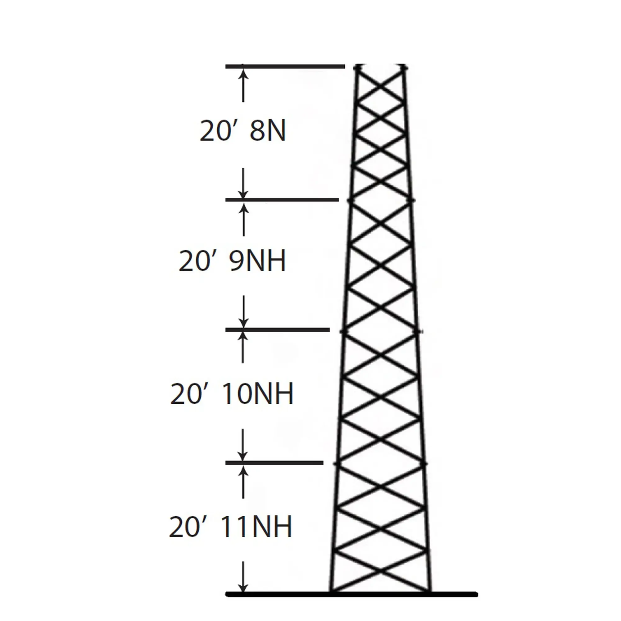 Torre especial Autosoportada Robusta de 24 m. Linea SSV HEAVY DUTY (Sec. 8 – 11)