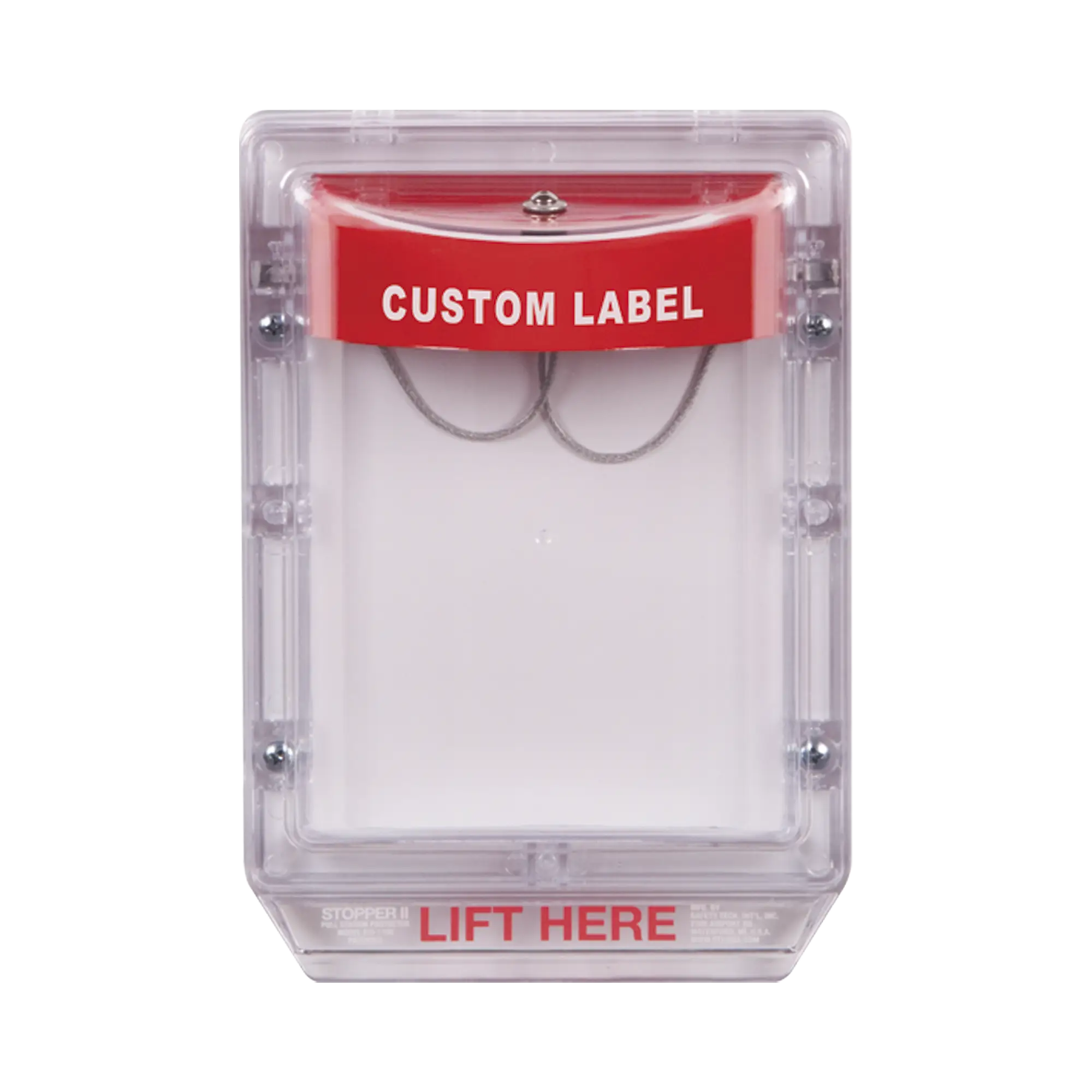 Cubierta Protectora de Policarbonato Serie Stopper II® , Con Bocina, Sin Espaciador, Montaje Empotrado, Etiqueta Personalizada