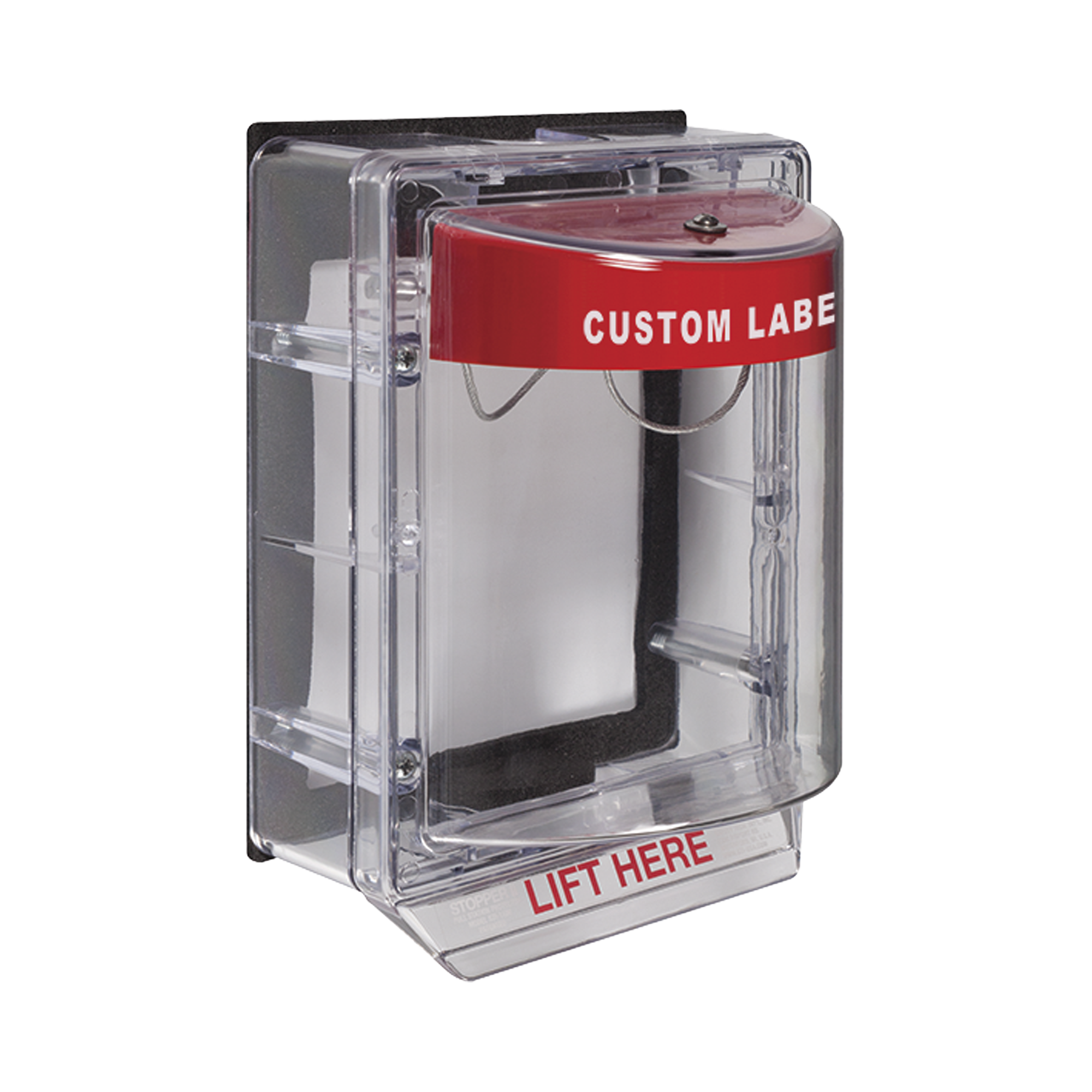 Cubierta Protectora de Policarbonato Serie Stopper II® , Con Bocina, Con Espaciador, Montaje Empotrado, Etiqueta Personalizada