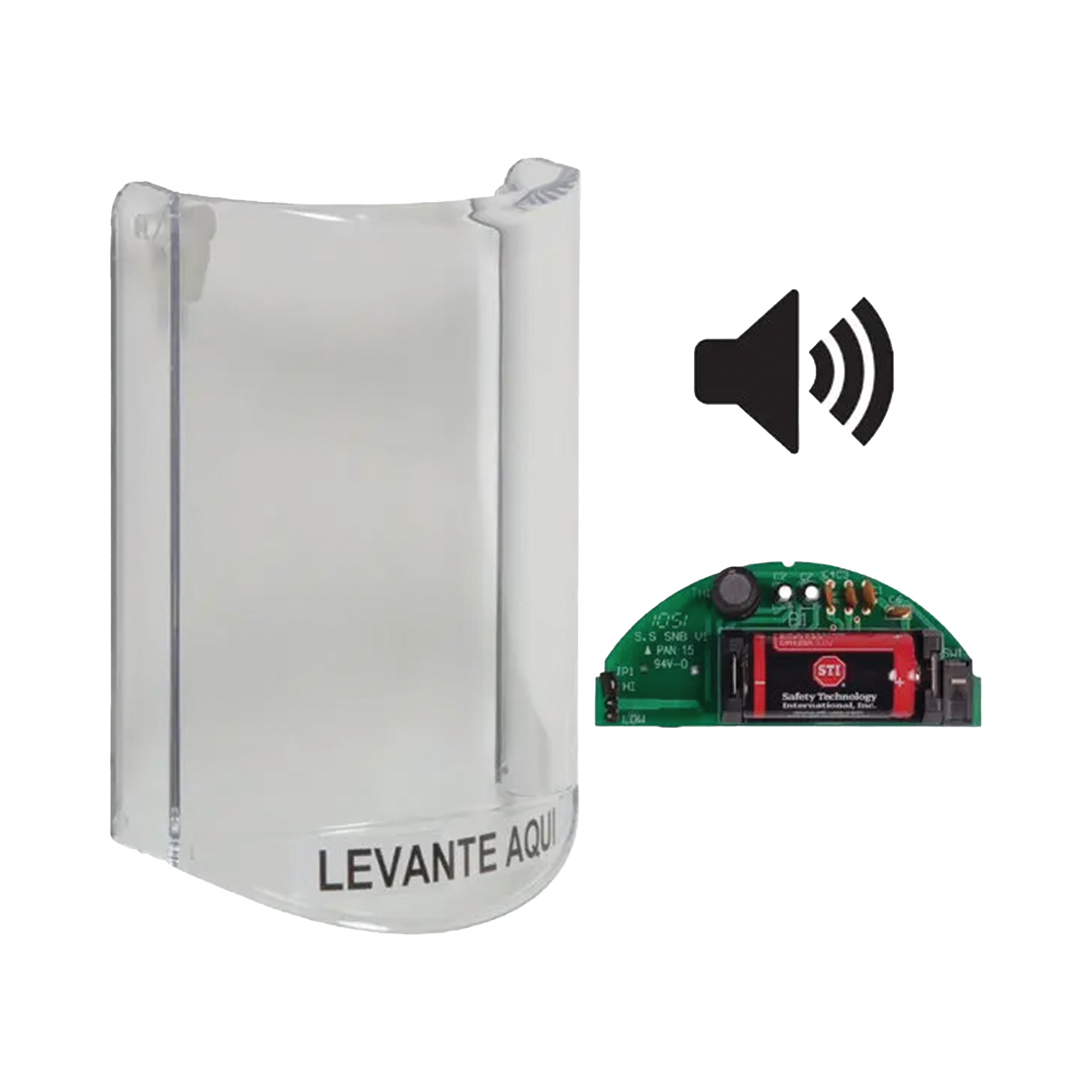 Cubierta Protectora De Policarbonato, Súper Resistente, Con Sonido, Texto En Español, Para Botones Multiusos Serie Stopper® Station De STI
