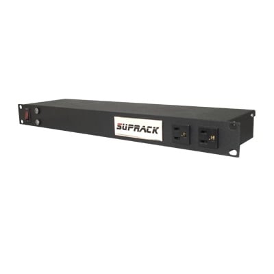 Tomacorriente de 10 contactos para 120 Vca con Supresor de picos tipo «A» de 40 kA, Diseñado para Montaje en Rack de 19″.