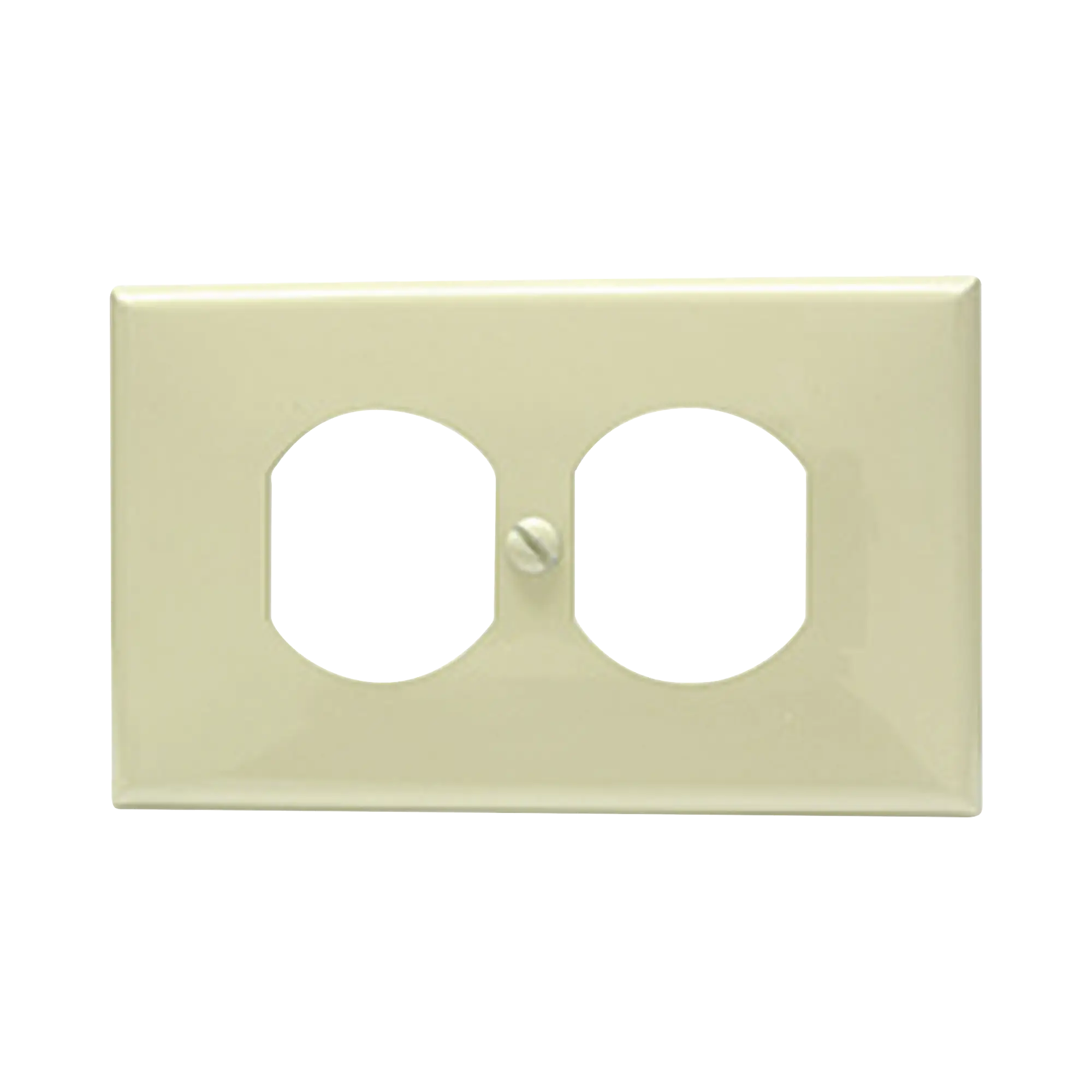 Placa de plástico para contacto dúplex color marfil.