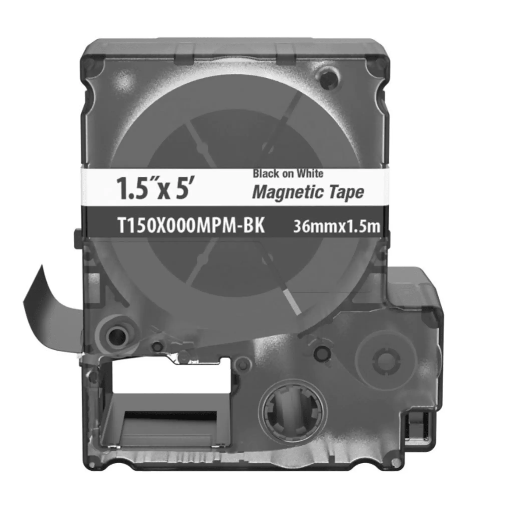 Casete de Etiquetas Magnéticas de Cinta Continua, Color Blanco Sobre Negro, Uso Interior, 36 mm (1.5 in) de Ancho x 1.5 Metros de Largo