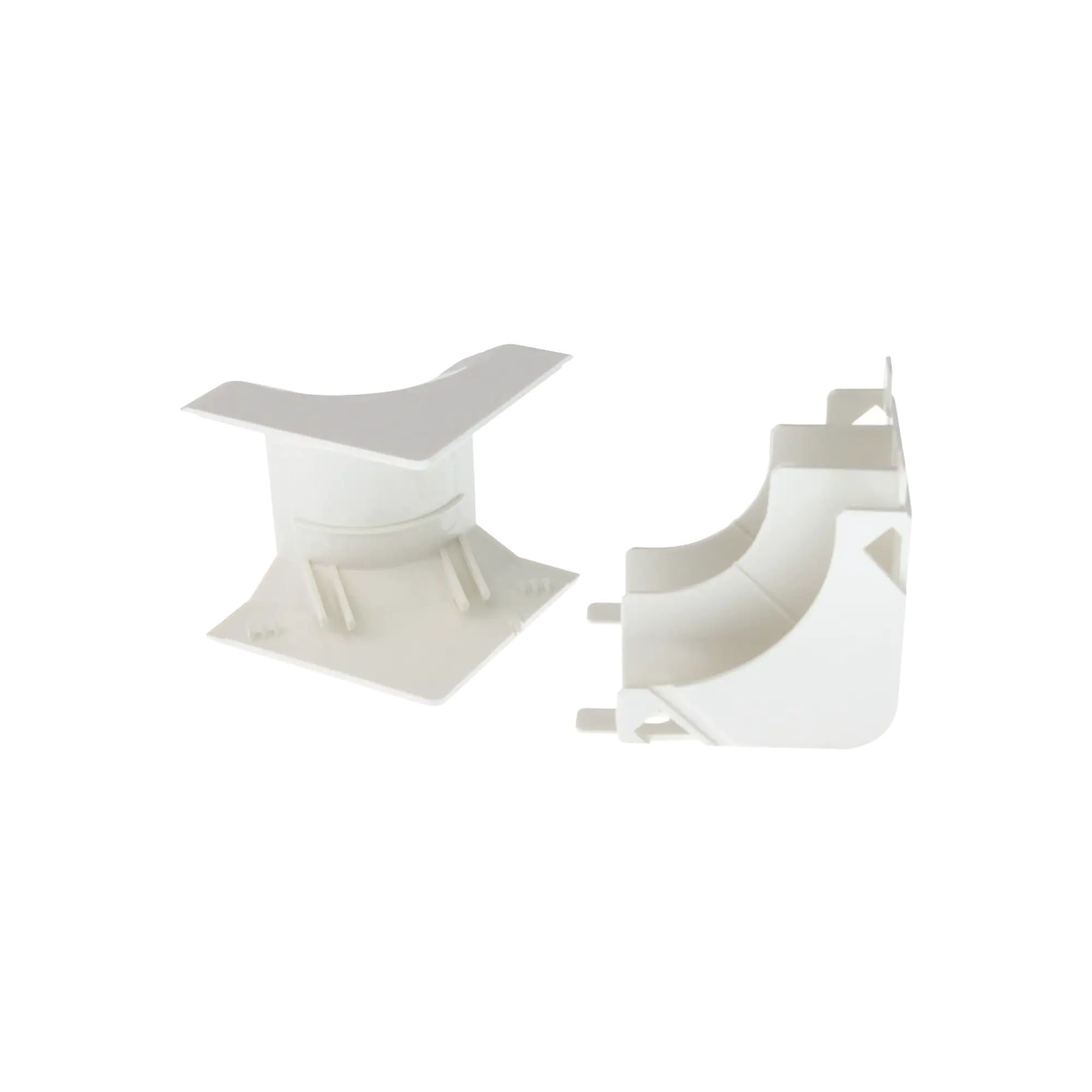 Esquinero interior, para uso con canaleta T45, Material PVC Rígido, Color Blanco Mate