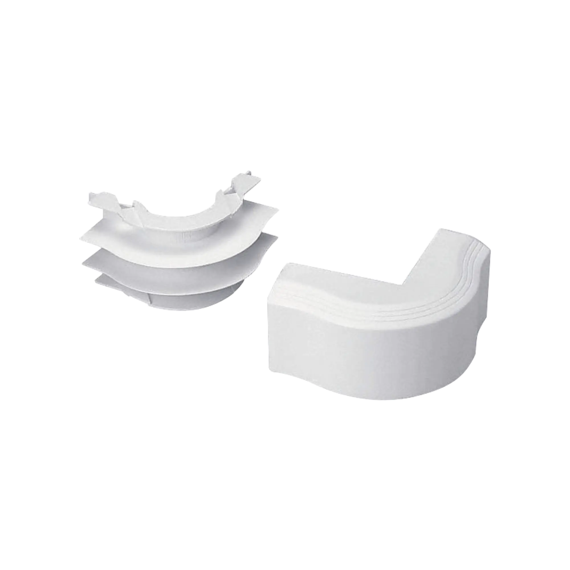 Esquinero exterior, para uso con canaleta T45, Material PVC Rígido, Color Blanco Mate