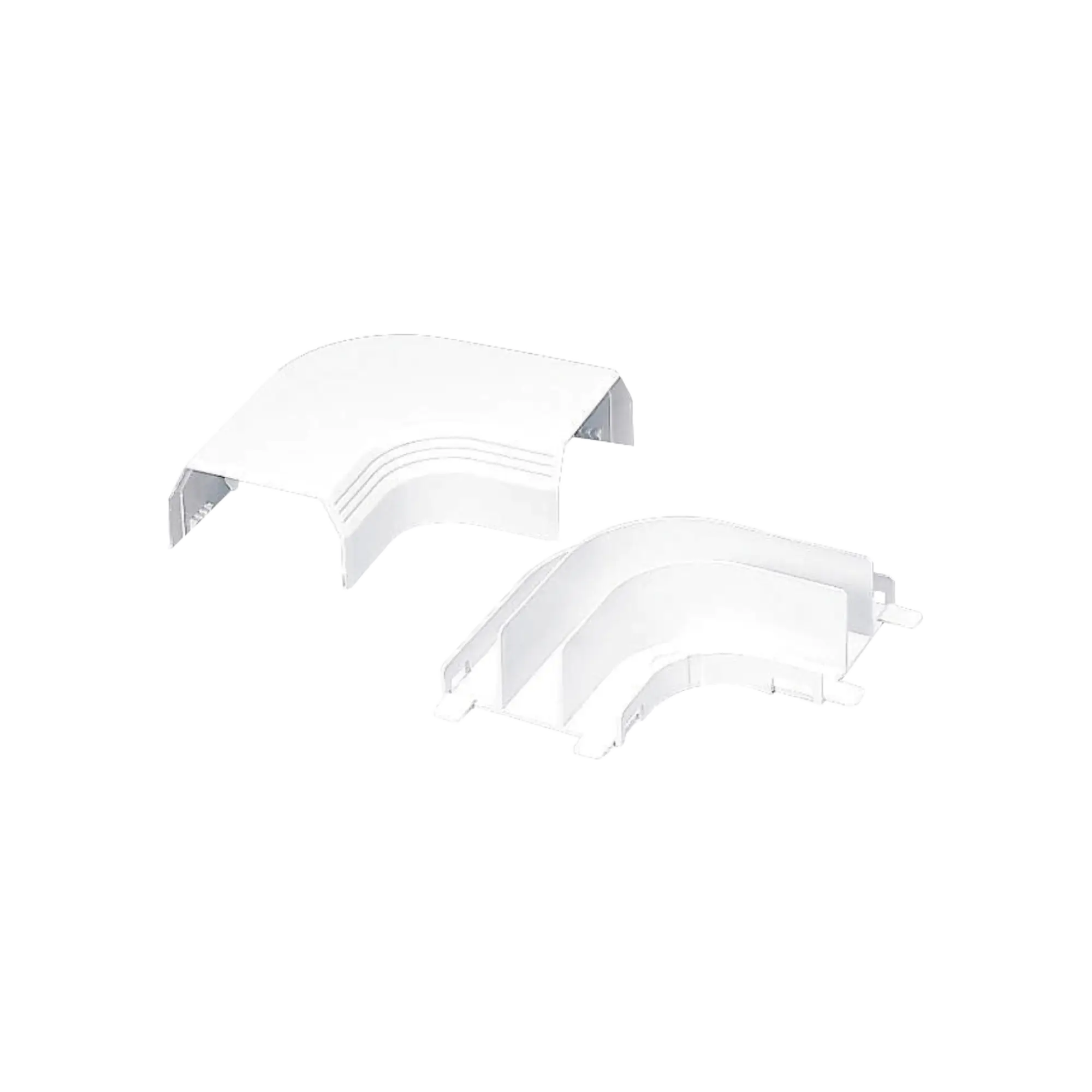 Curva de radio controlado, para uso con canaleta T45, Material PVC Rígido, Color Blanco Mate