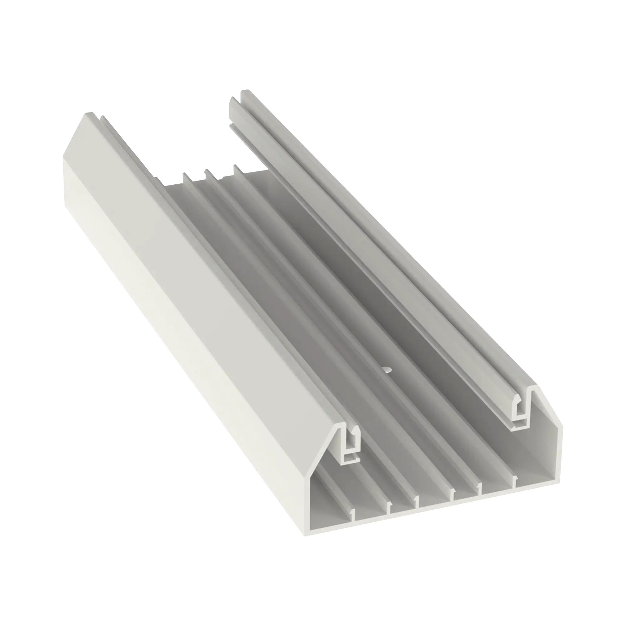 Base para canaleta T-70, de PVC rígido, con orificios perforados para montaje, 103.3 x 44.9 x 2400 mm, Color Blanco Mate