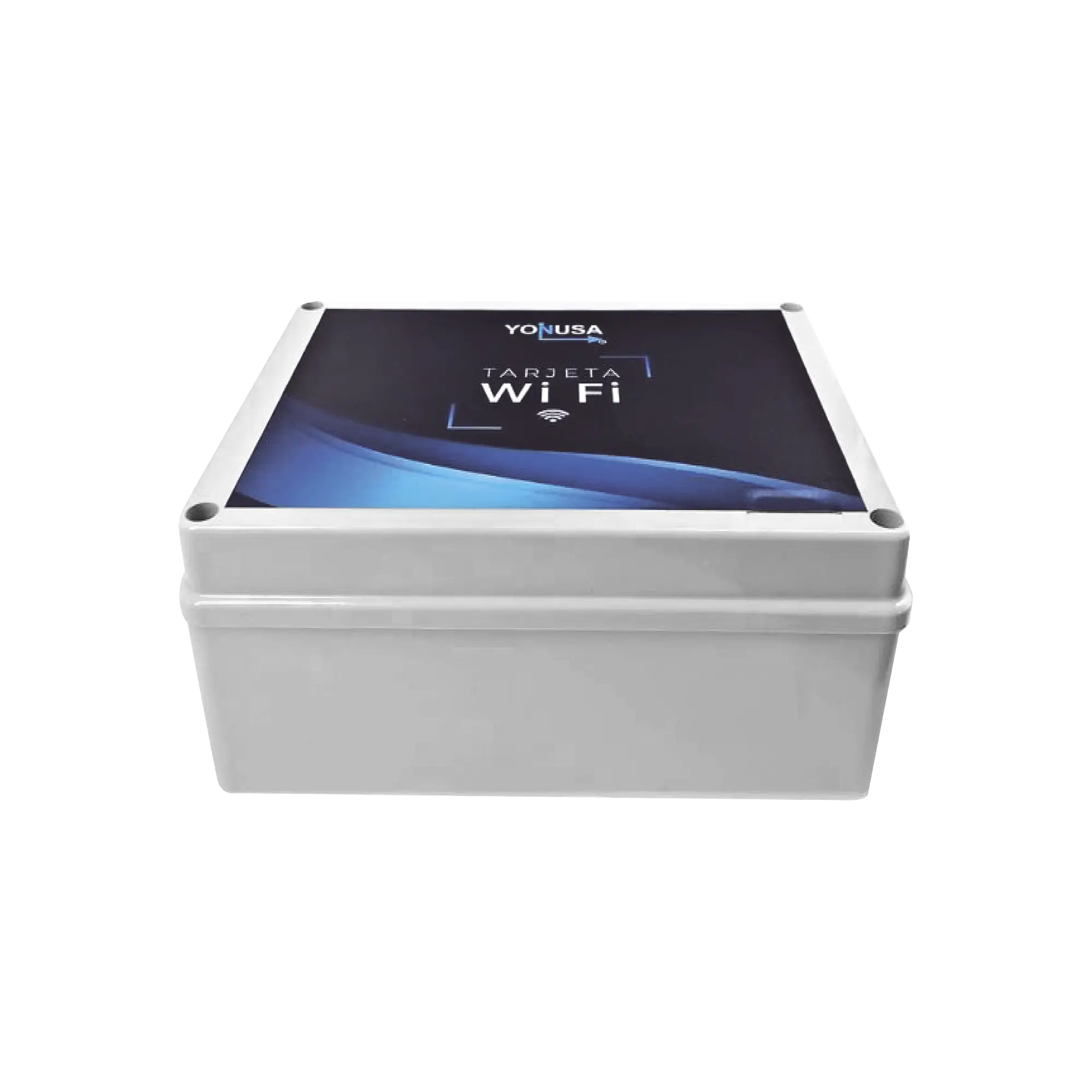 Modulo WIFI LITE con gabinete para uso en Energizadores YONUSA / Aplicación sin costo / Botón de Pánico/ 1 Salida Propósito General