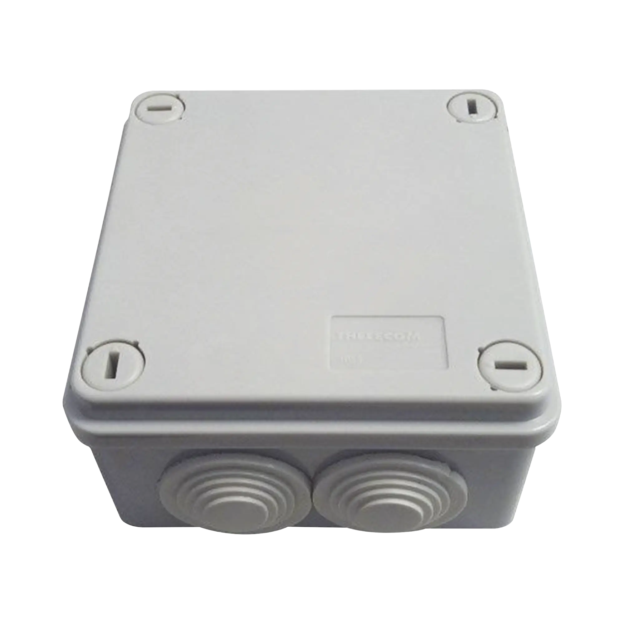 Caja tipo estanca IP55, con 6 entradas, tapa y tornillo de vuelta de 1/4, 100 X 100 X 50 mm, color gris