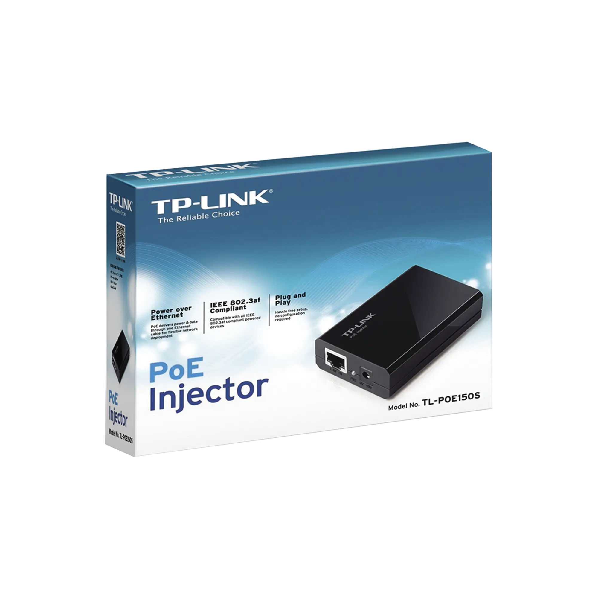 Inyector PoE (15W) / Gigabit 802.3 af / 2 puerto 10/100/1000 Mbps / Plug and Play