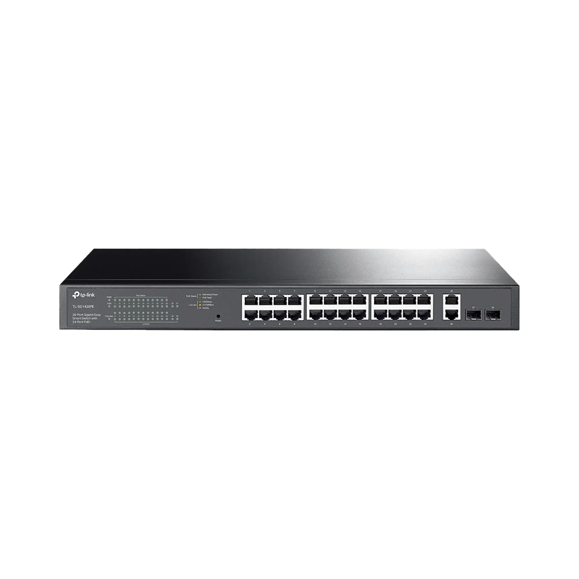Switch PoE Administrable 24 puertos 10/100/1000 Mbps / 2 puertos SFP / 24 puertos PoE af/at / Presupuesto PoE 250W /