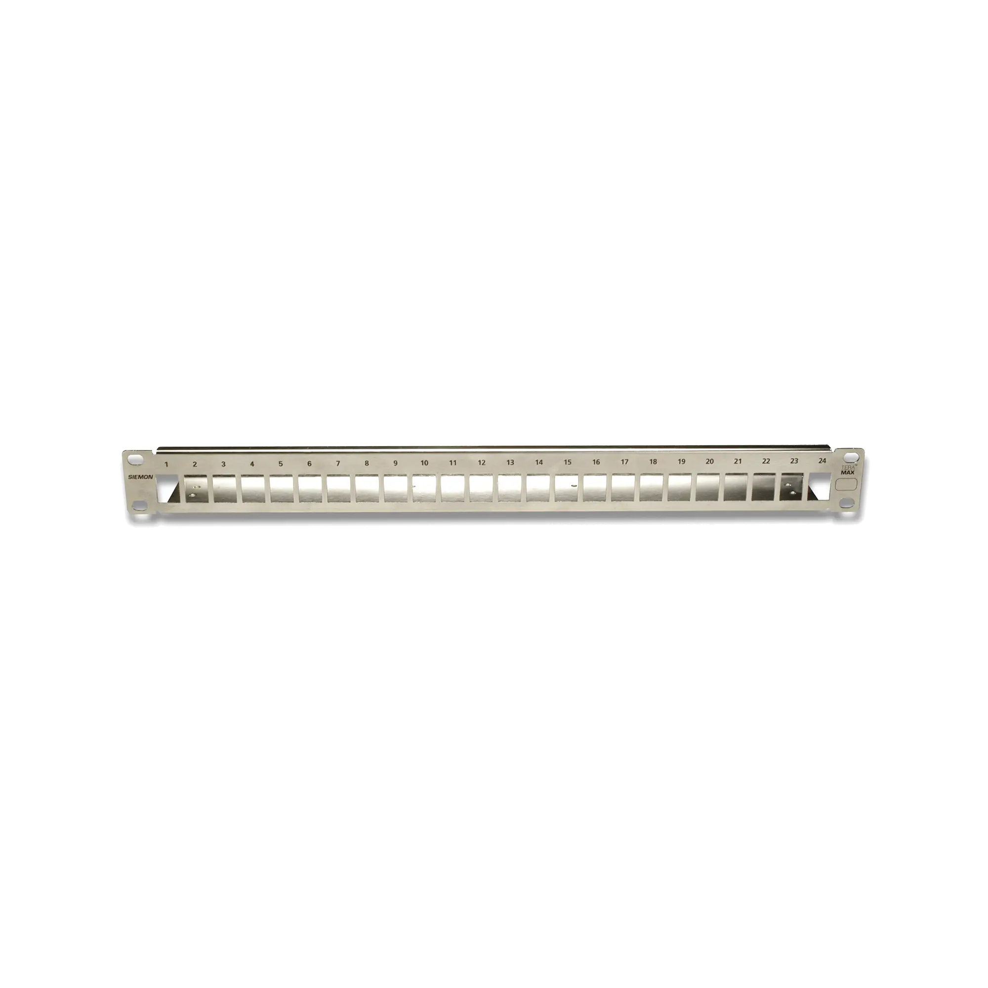 Patch Panel TERA-MAX Blindado de 24 Puertos, Modular, Plano, Compatible con solución TERA o Z-MAX ™, Color Metalico, 1UR