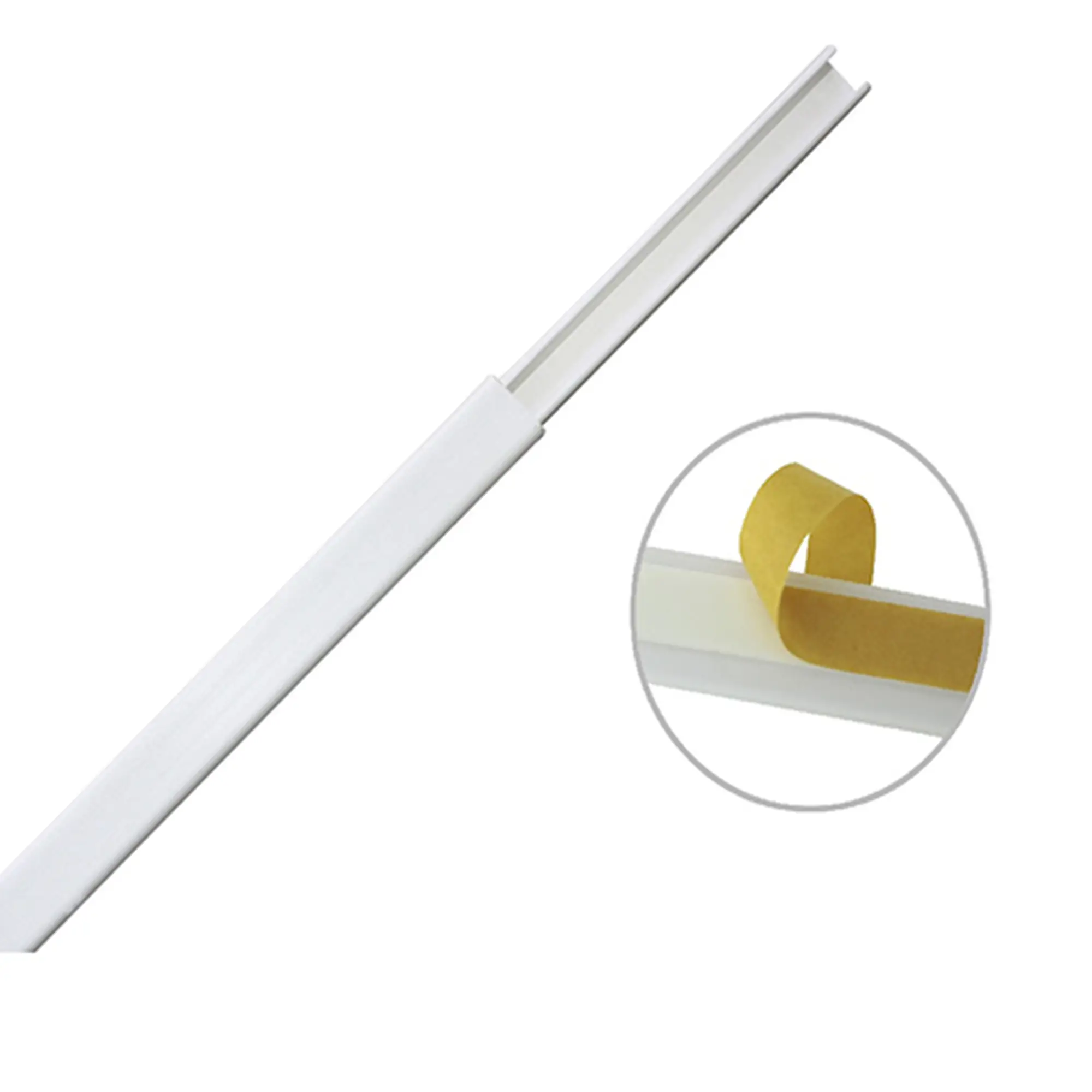 Canaleta color blanco de PVC auto extinguible, de una vĂa, 12 x 8 mm tramo de 6 pies con cinta adhesiva (5000-21252)