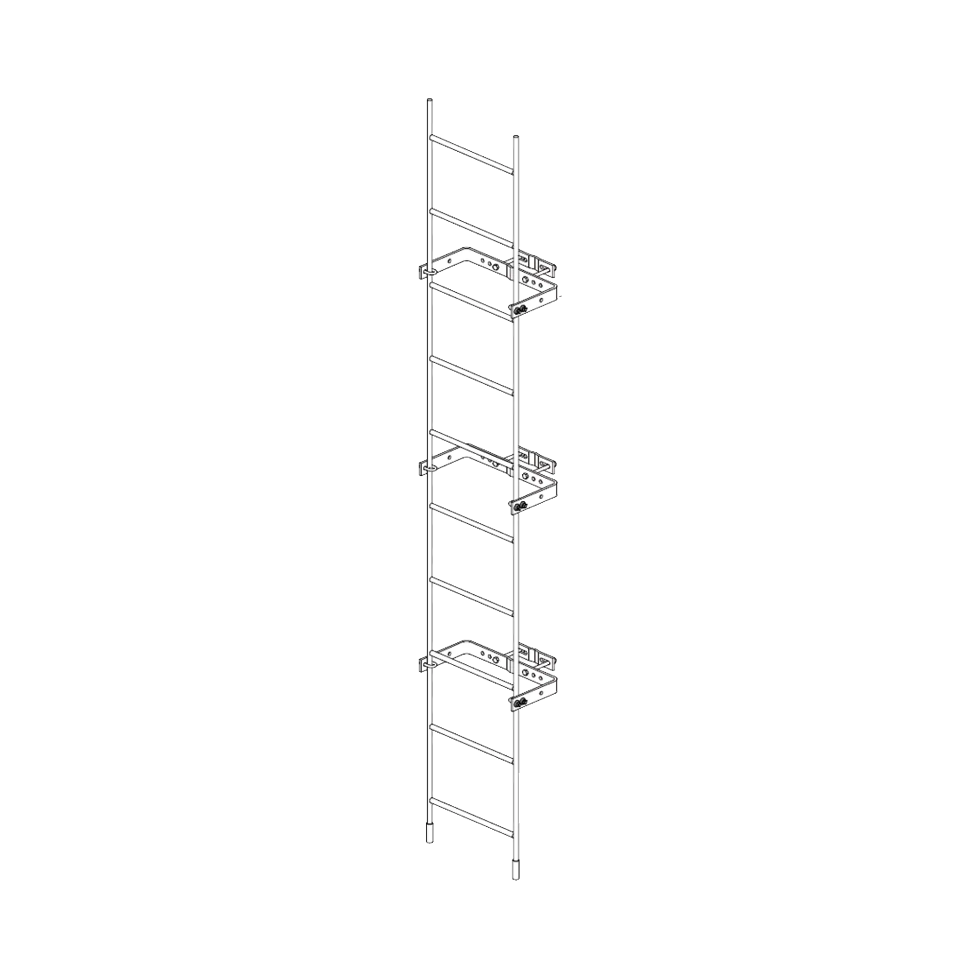 Escalera Exterma Sólida de 3 metros para Secciones 1 a 12 de Torres Super Titan (Incluye 3 Herrajes Sujetadores).