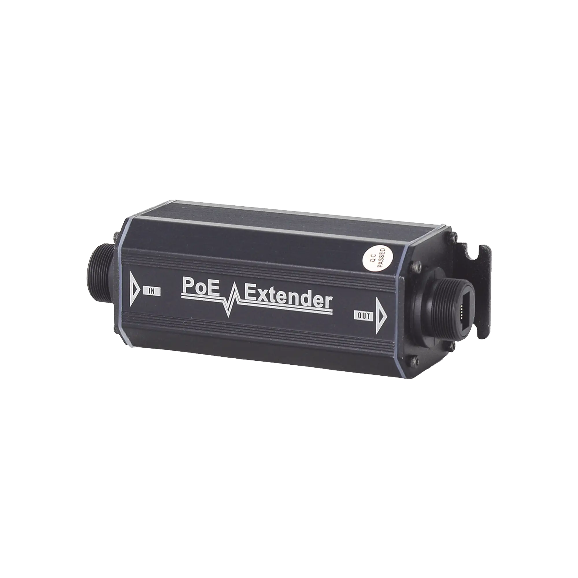 Extensor PoE / 100 Metros / Intemperie (IP66) / 60 Watts / 1 Puerto de Entrada / 1 Puerto de Salida PoE / No requiere alimentación.