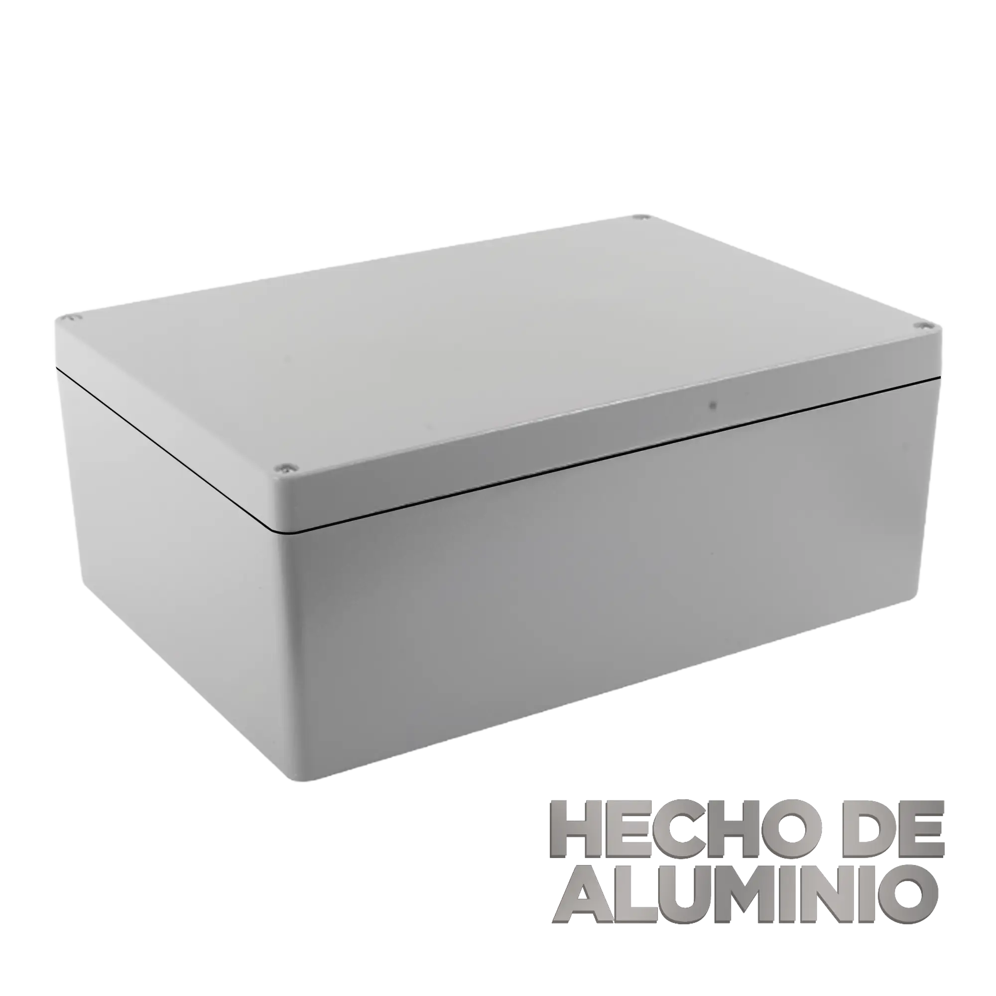 Gabinete de Aluminio para Exterior (IP66) de 390 x 280 x 158 mm con Rápida Disipación de Calor, Cierre por Tornillos con Bisagra.