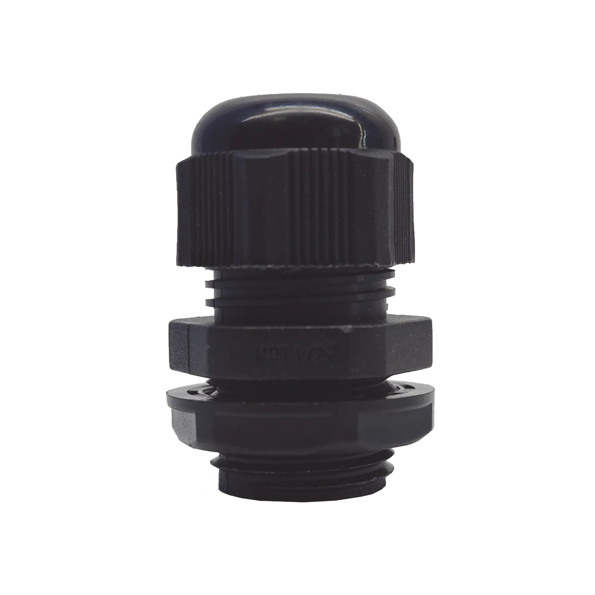 Conector Plástico Negro Tipo Glándula para Rosca NPT 1/2″