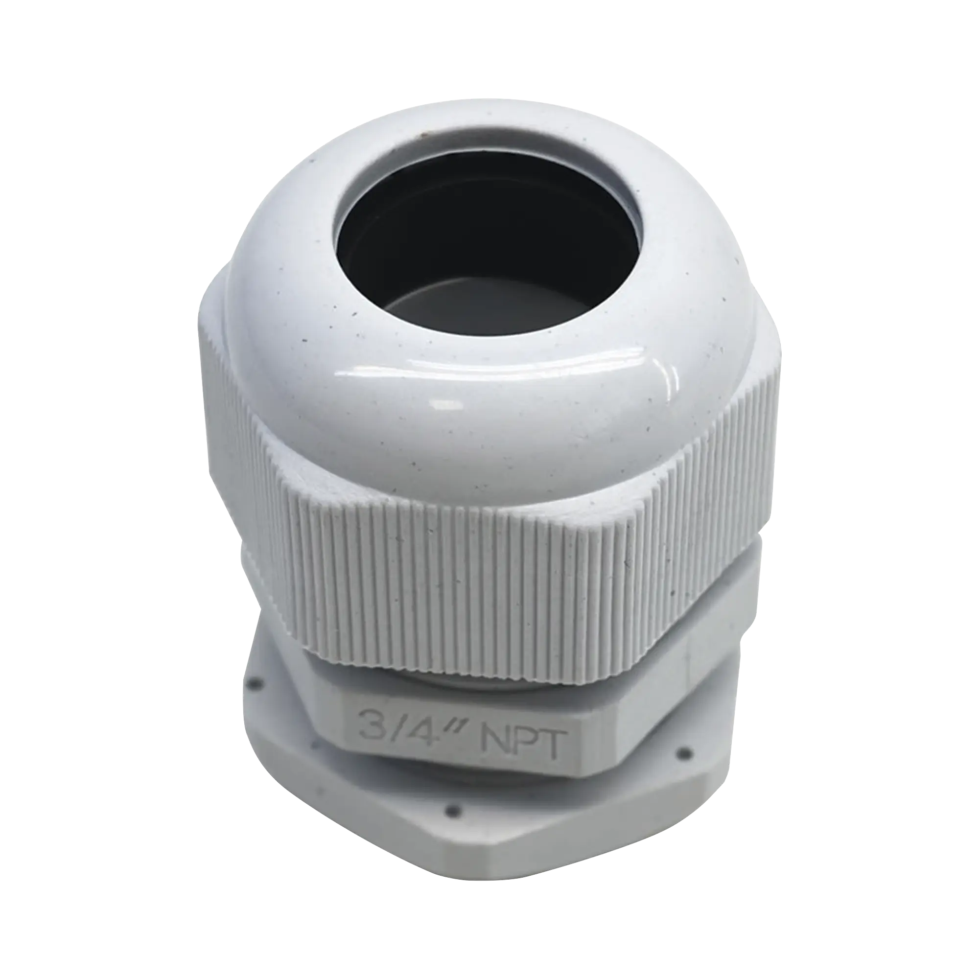 Conector Plástico Blanco Tipo Glándula para Rosca NPT 3/4″
