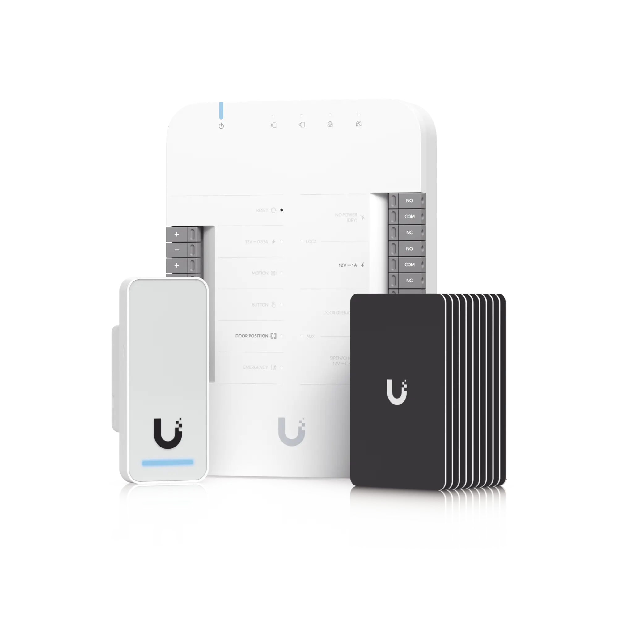 UniFi Access Kit de Inicio Gen 2, Incluye Hub para conexiones, lector NFC y movimiento / 10 tarjetas de acceso / sistema completo para abrir una puerta