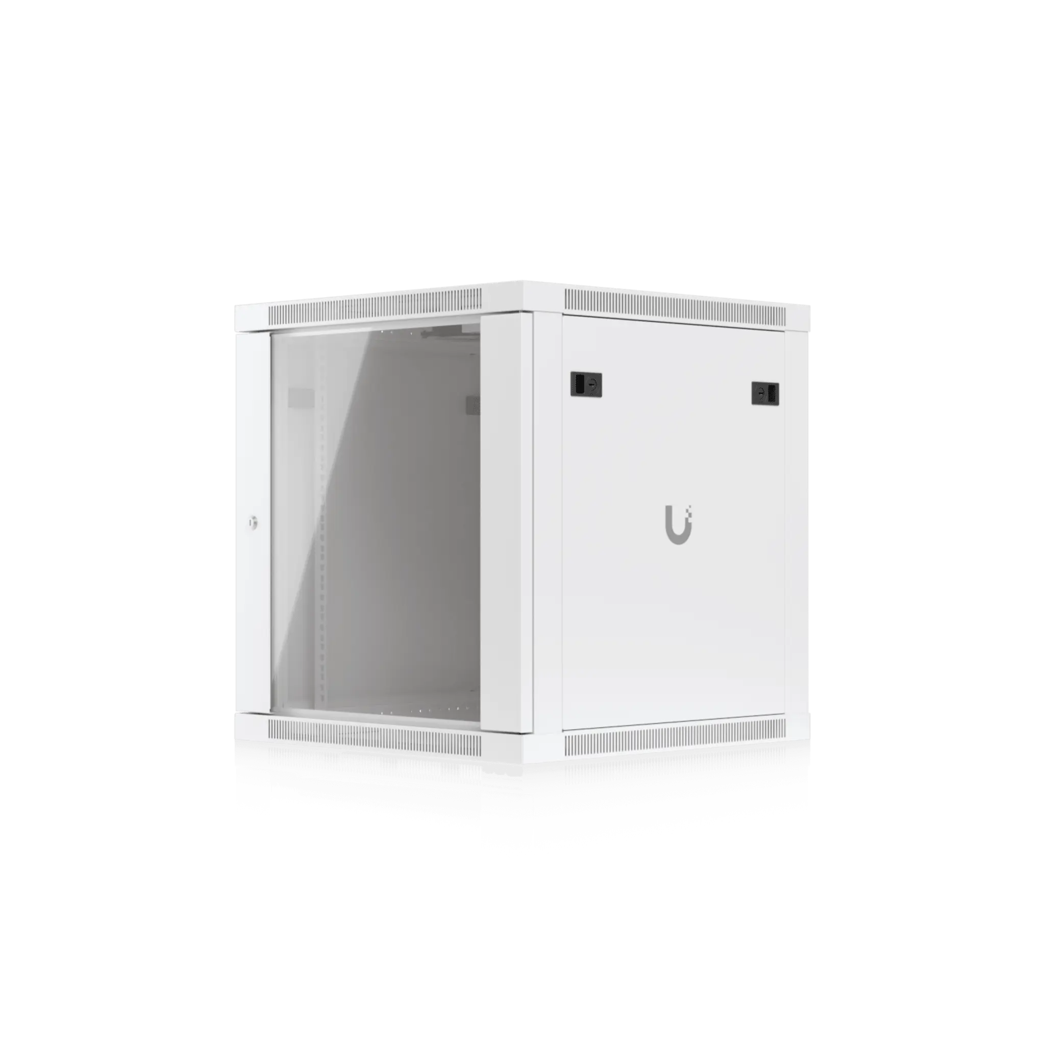 UACC Rack Cabinet 12U (598 x 600 mm) – Gabinete Cerrado para Montaje en Pared con Puerta Frontal de Vidrio Templado, Totalmente Ensamblado con Ventiladores Integrados y Paneles Removibles