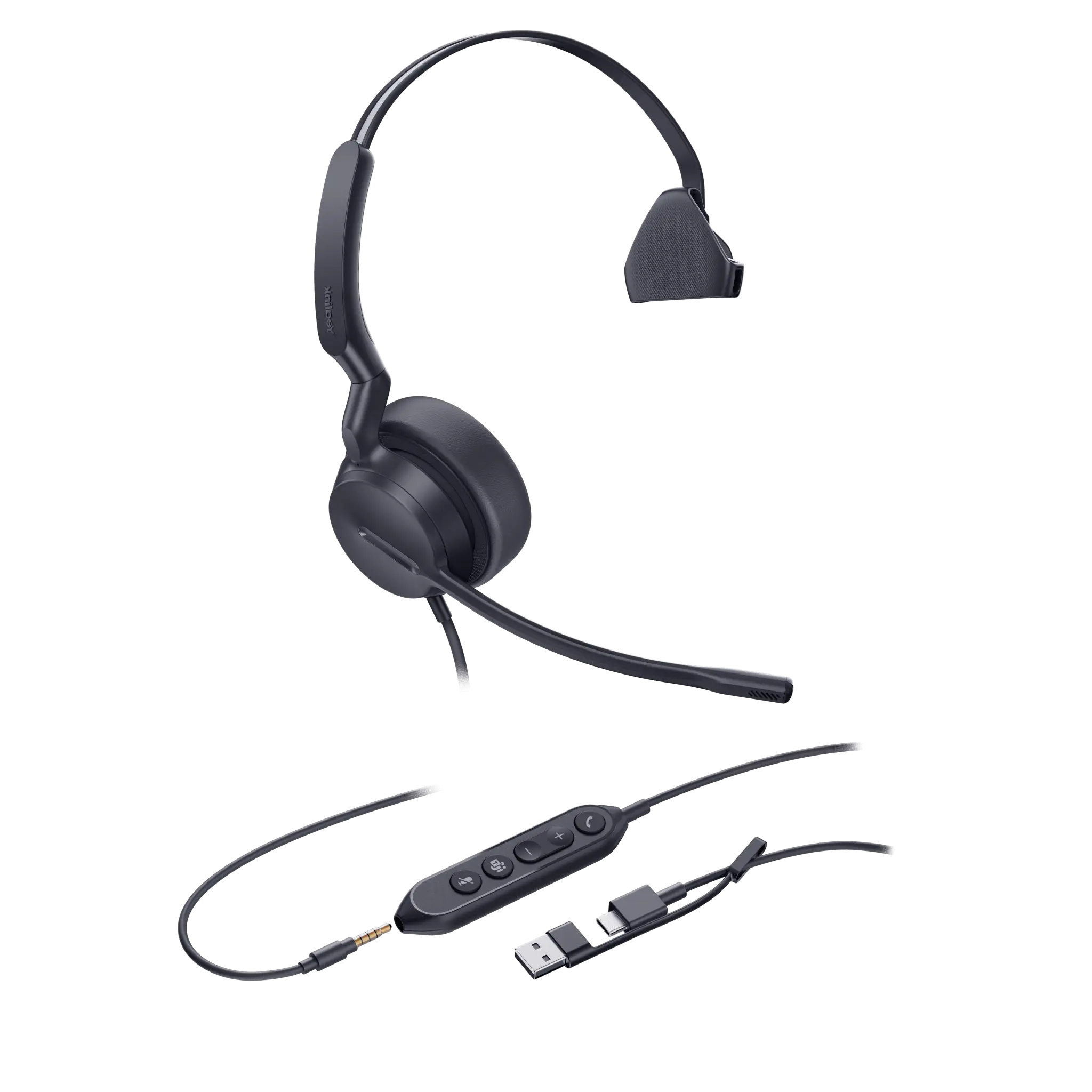 Diadema Alámbrica UH42 SE Mono de Yealink Certificada para Microsoft Teams con USB-C/A