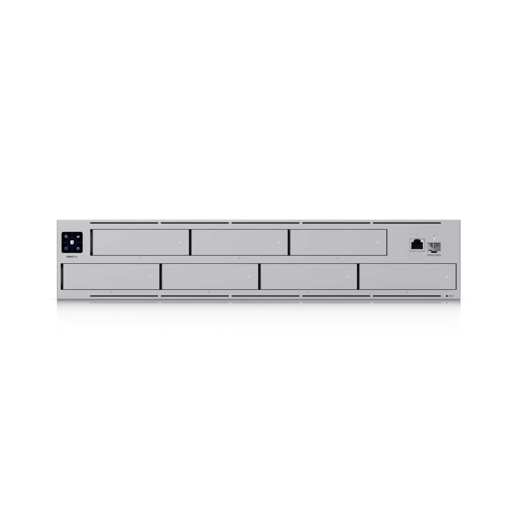 UNAS Pro Servidor de Almacenamiento en Red de 2U Rack con (7) Bahías para HDD/SSD de 2.5/3.5" con 1 Puerto 10GbE y 1 Puerto SFP+ 10G