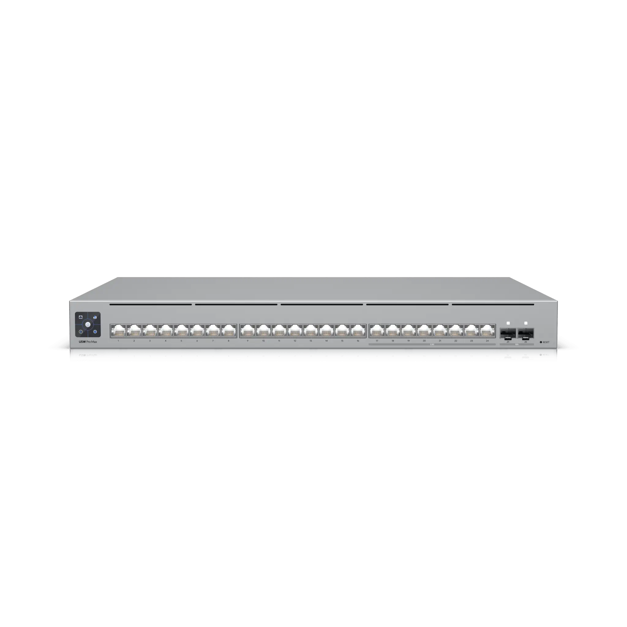 UniFi Switch Pro Max 24 – Switch Capa 3 con 24 Puertos (8 × 2.5 GbE y 16 × 1 GbE), 2 Puertos SFP+ 10G y Pantalla Informativa Integrada