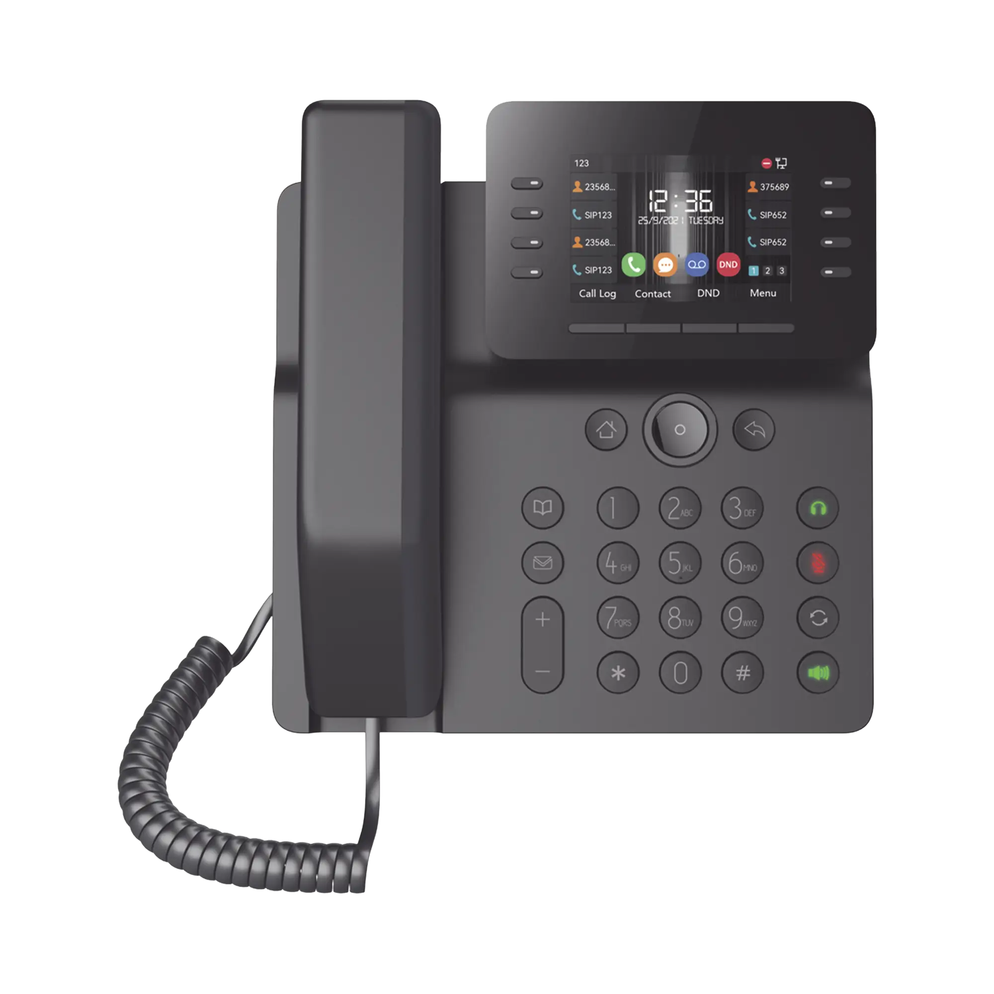 Teléfono IP Empresarial Esencial WiFi / Bluetooth, 12 líneas SIP, pantalla a color 3.5″, PoE, puertos Gigabit, conferencia local de 6 vías.