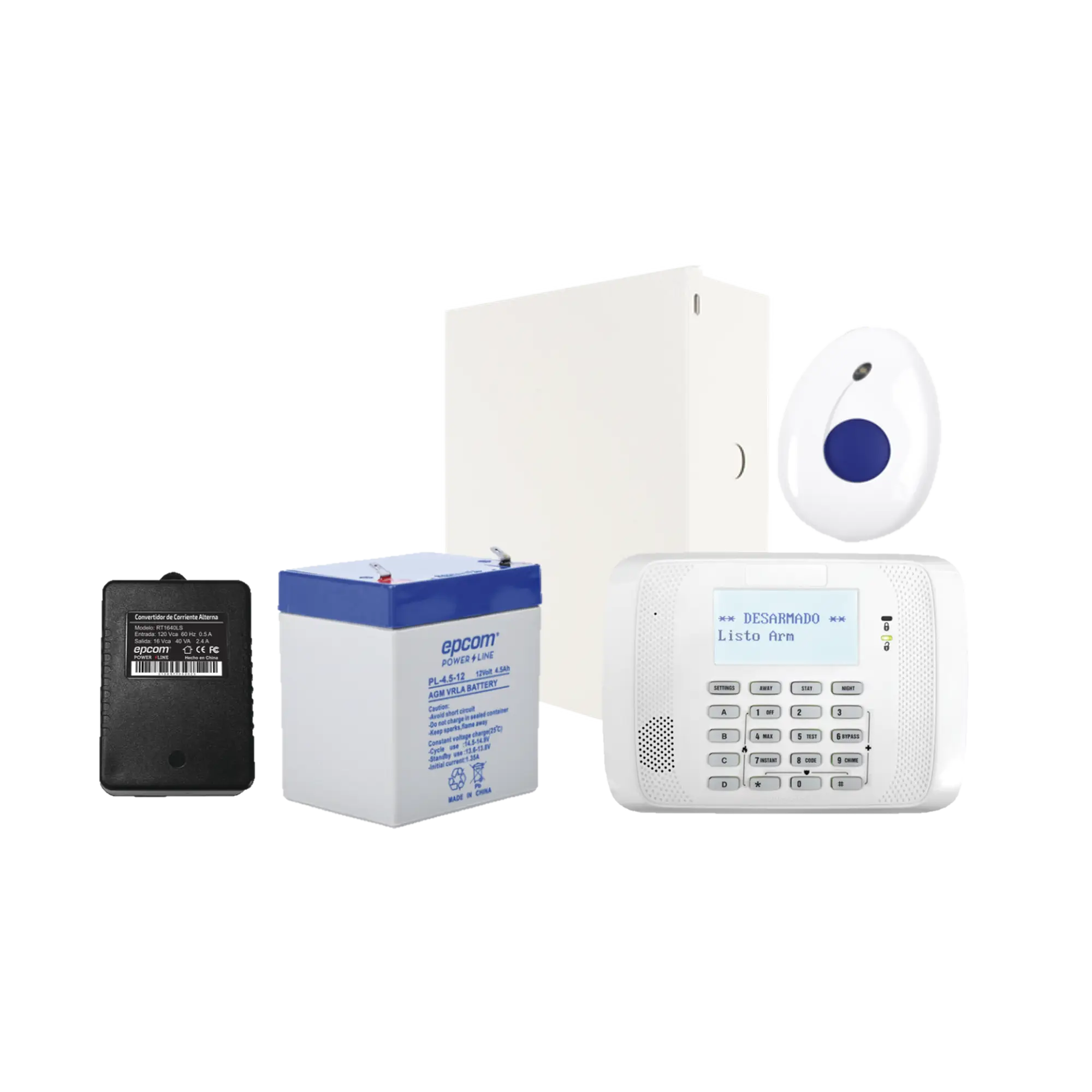 Kit de Panel de Alarma VISTA48 con Botón de Pánico y Detección de Caídas inalámbrico, Gabinete, Transformador y Batería