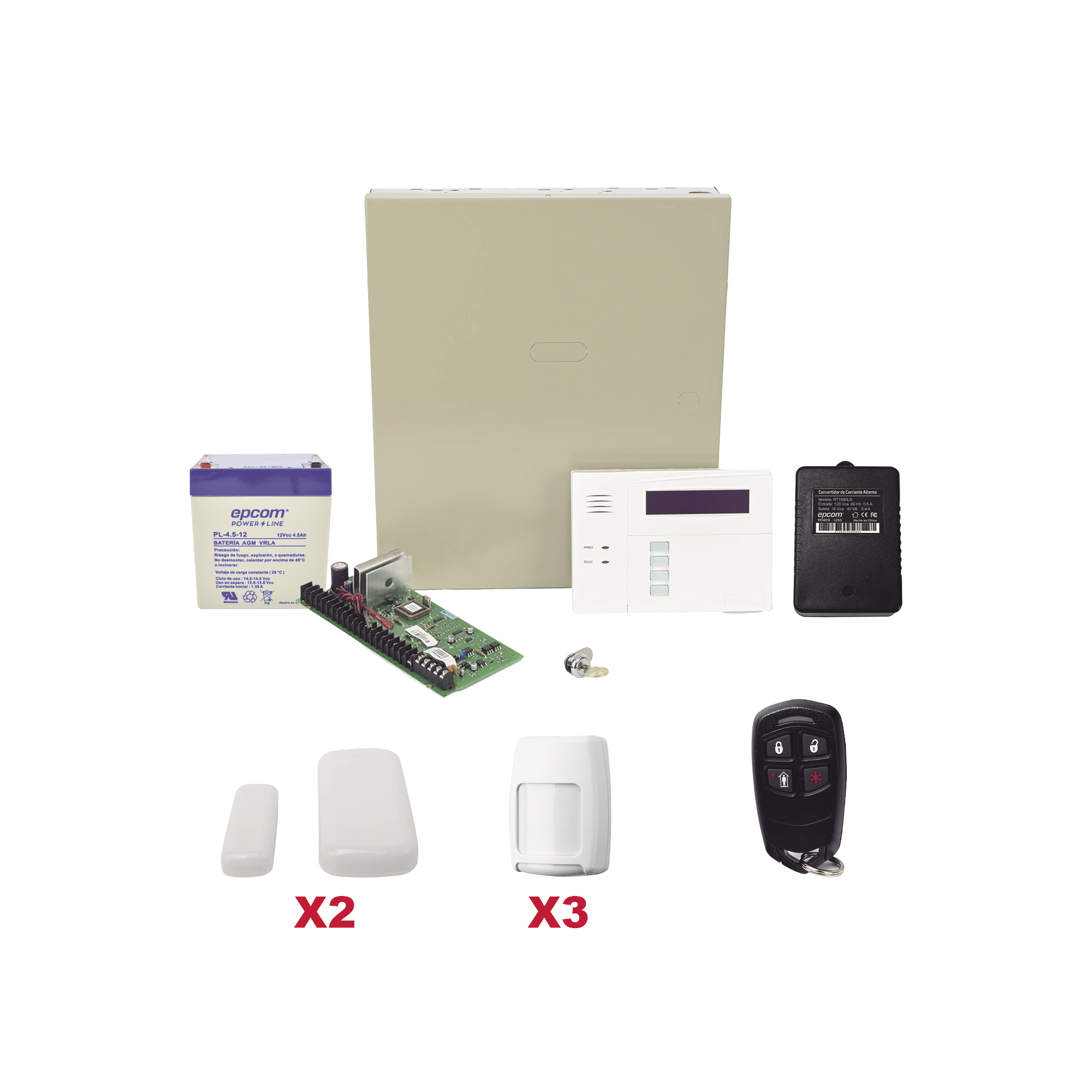 Kit inalámbrico de panel VISTA48 con teclado 6160RF receptor inalámbrico, 2 contactos 5800MINI, 3 PIR 5800PIR, 1 Control remoto 58344, Bateria y transformador