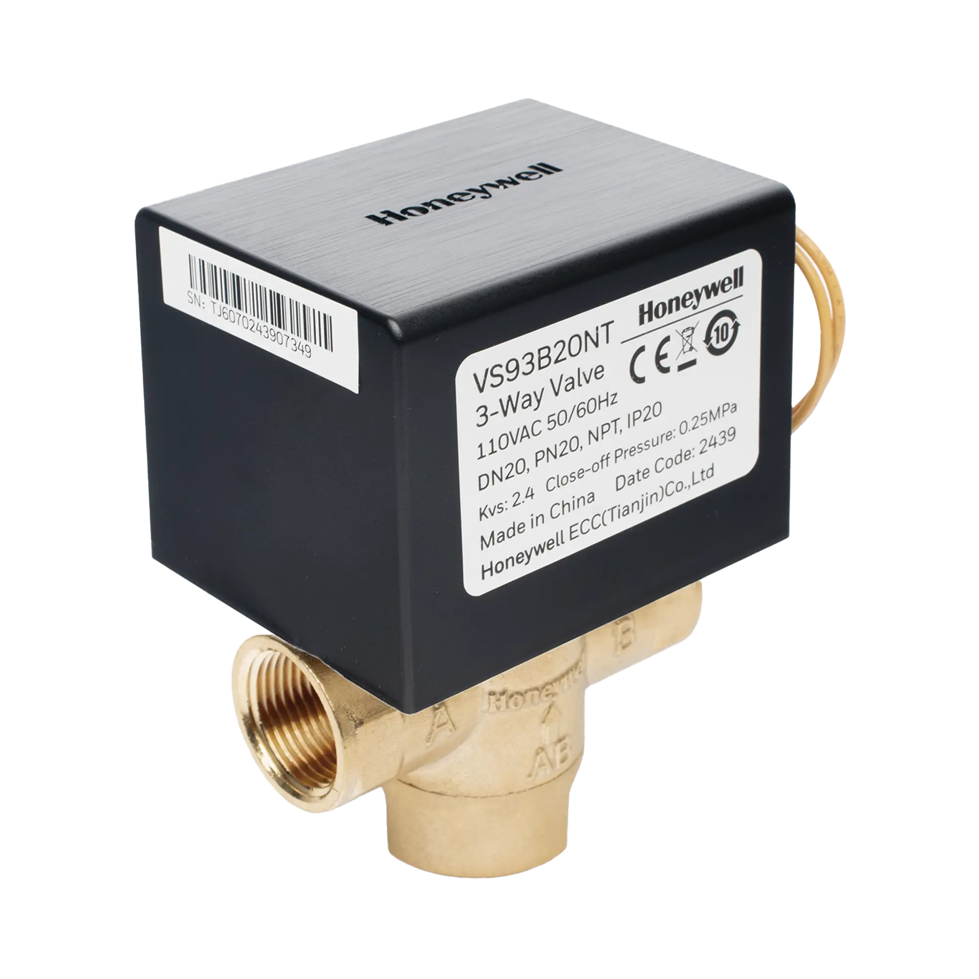 Válvula 1/2″ de control eléctrica VS9 para fan coil: DN20: PN20: 3 vías: 110 V CA: conexión NPT