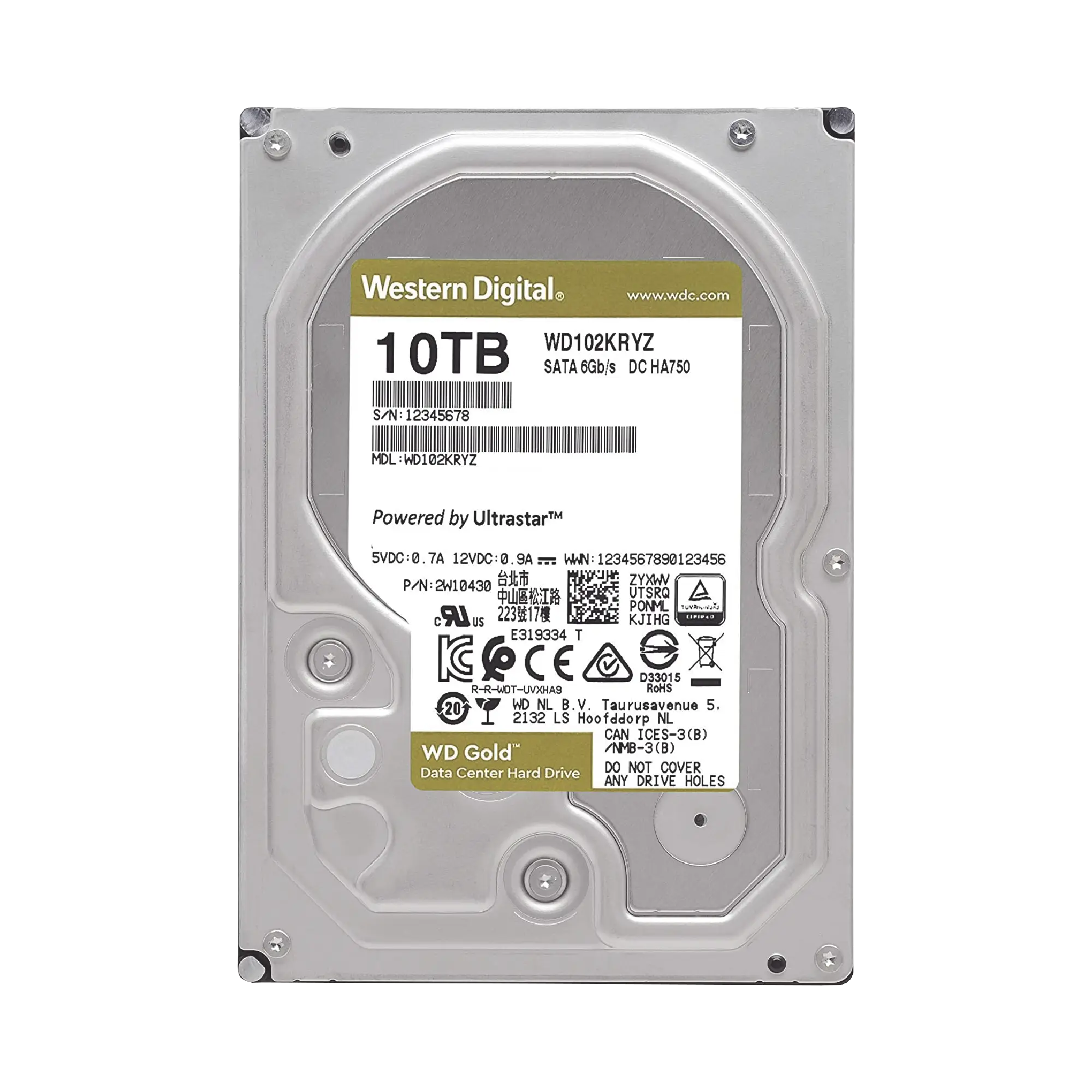 Disco Duro Gold de 10 TB / 7200 RPM / Optimizado para NAS, RAID, Data Center y NVRs de Gran Capacidad / Uso 24-7 / Proteccion Antivibración / 5 Años de Garantia / HelioSeal