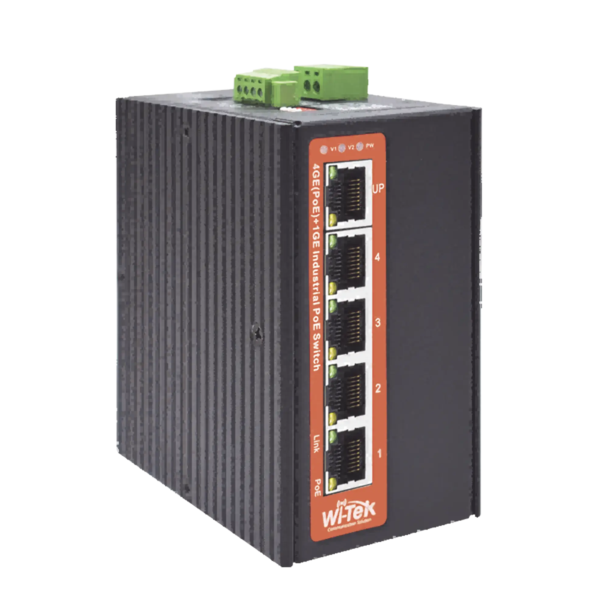 Switch Industrial PoE++ / No administrable / Con 4 puertos Gigabit PoE / 1 puerto Gigabit Uplink / Presupuesto 120W