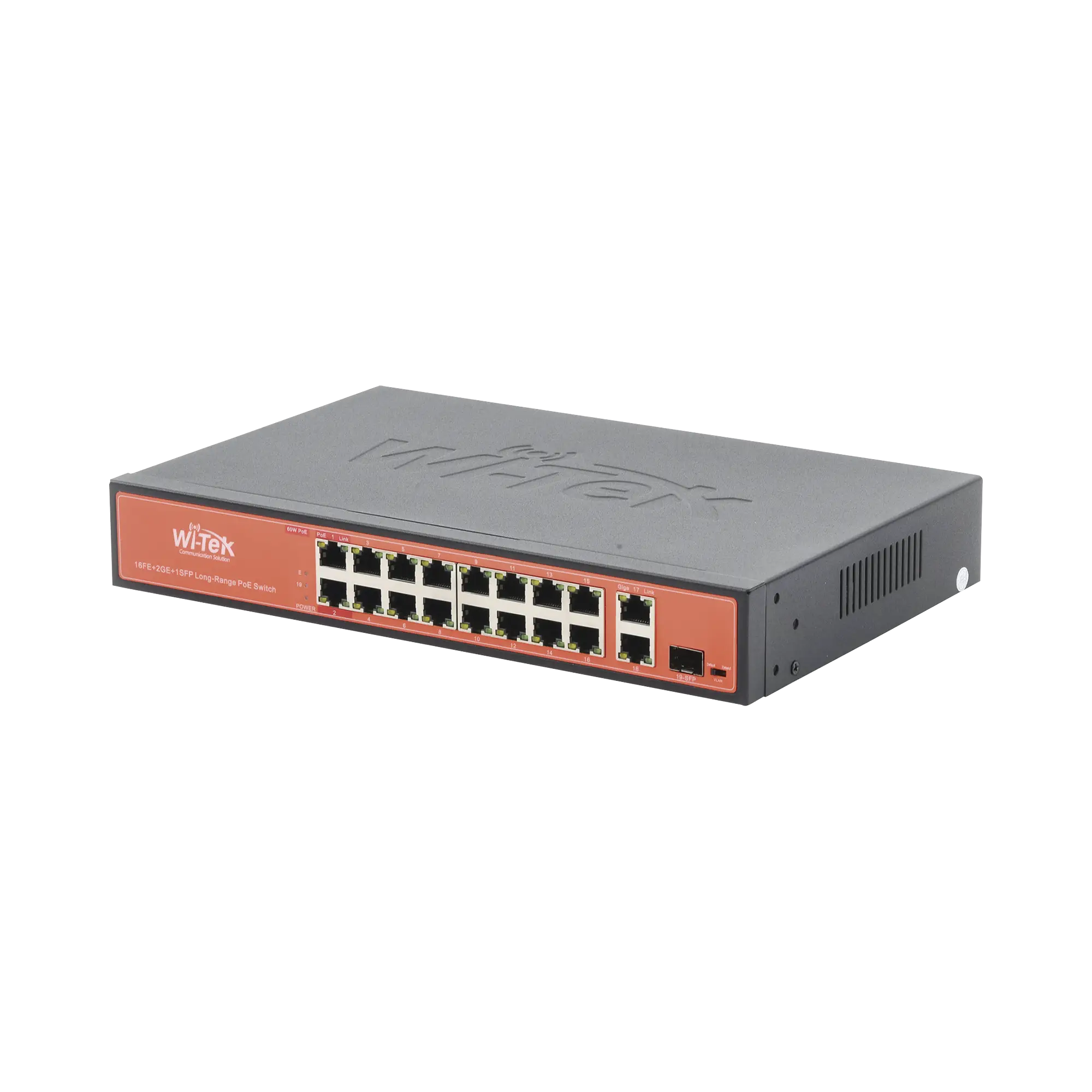 Switch PoE (802.3af/at/bt) / No administrable de largo alcance / Hasta 250m / 16 x 10/100Mbps (PoE) + 2 x 100/1000Mbps + 1 x SFP / 200 W