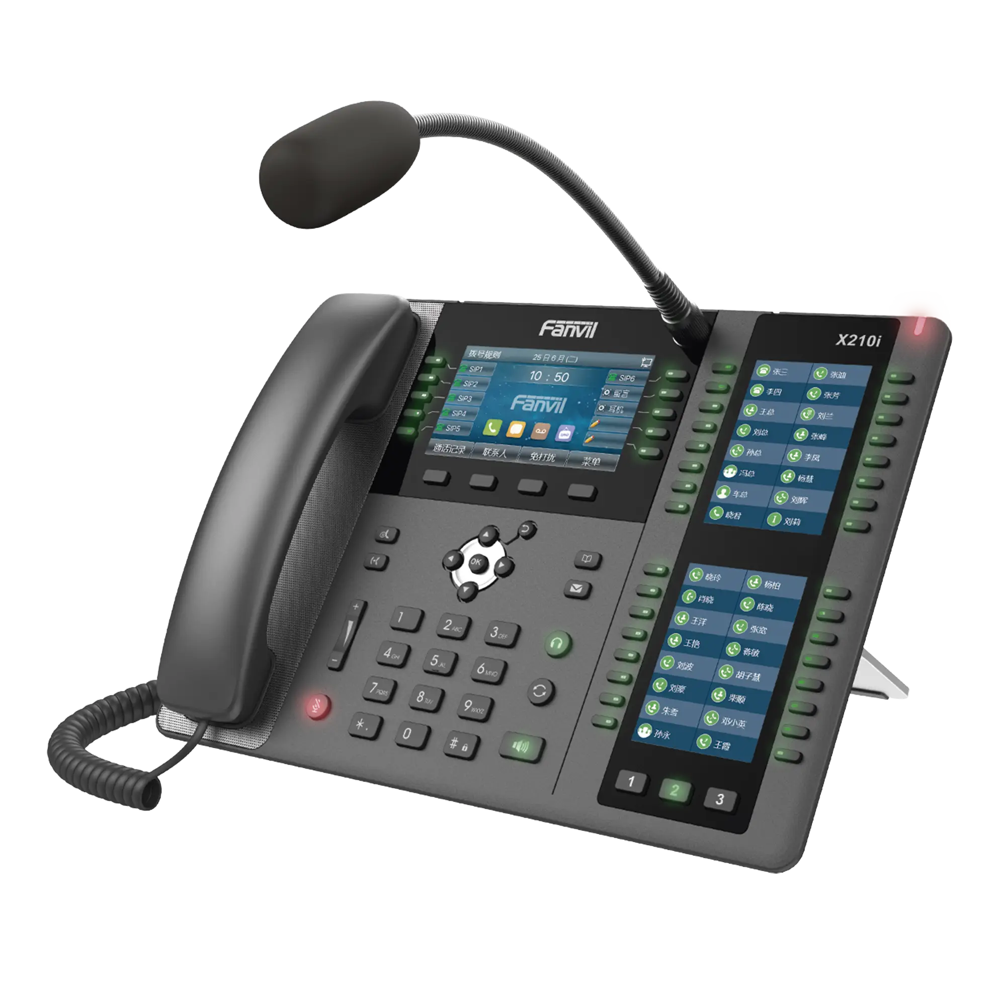 Teléfono empresarial IP hasta 20 lineas SIP, micrófono exterior, 106 botones DSS, Bluetooth integrado para diademas, puertos Gigabit, soporta recepción video, PoE
