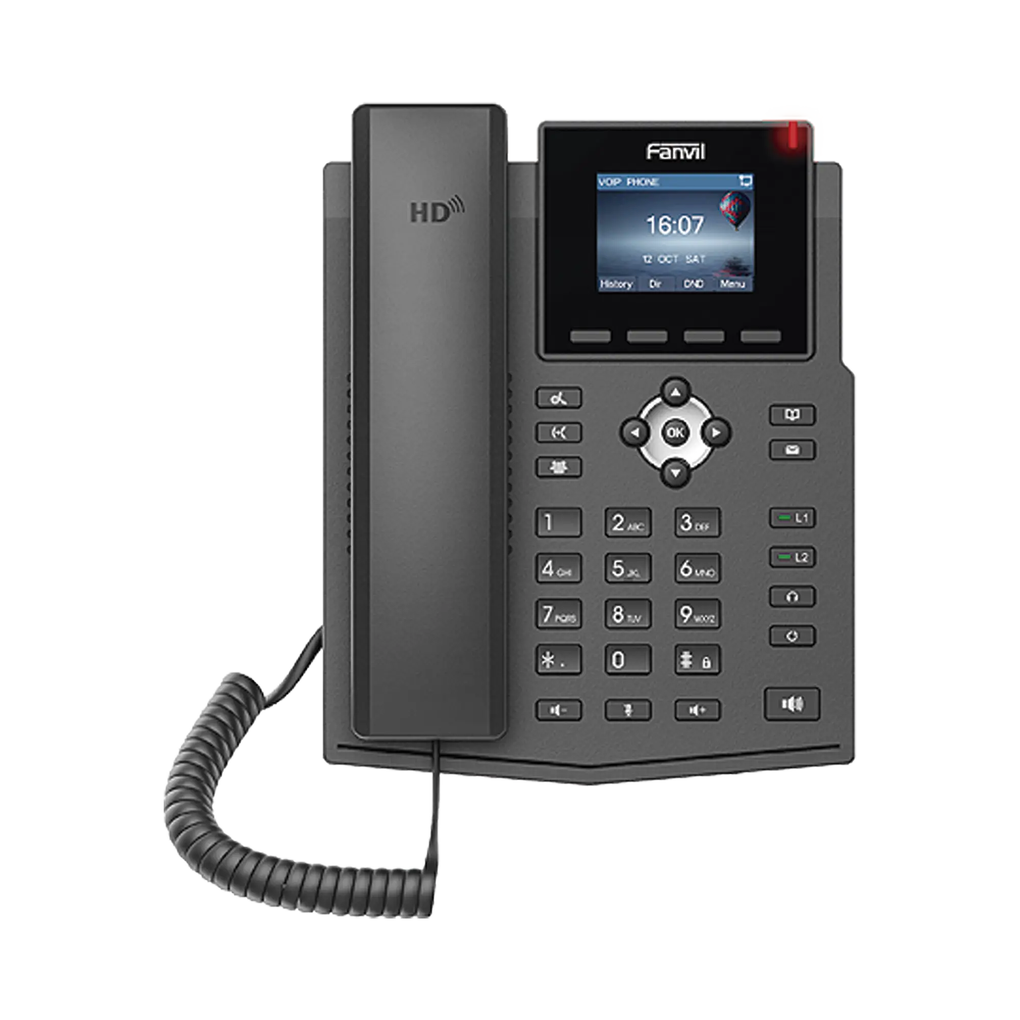 Teléfono IP empresarial para 4 líneas SIP con pantalla LCD de 2.4 pulgadas a color, Opus y conferencia de 3 vías, PoE.