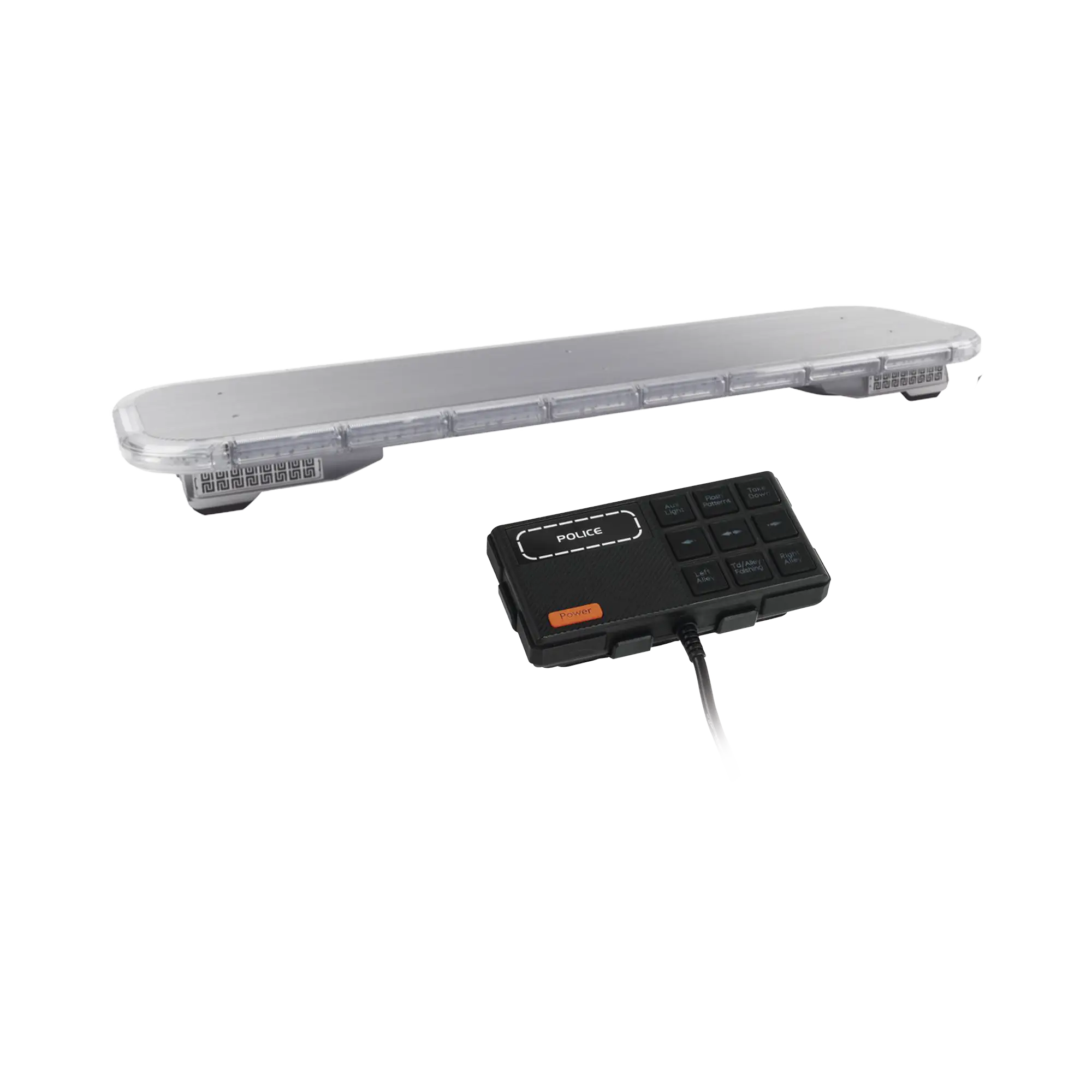 Barra de luces LED de 46″ Rojo/Azul , De 132 LEDs, Sirena, Bocina y Controlador Incluido, Ideal para Equipar Unidades de Seguridad Publica