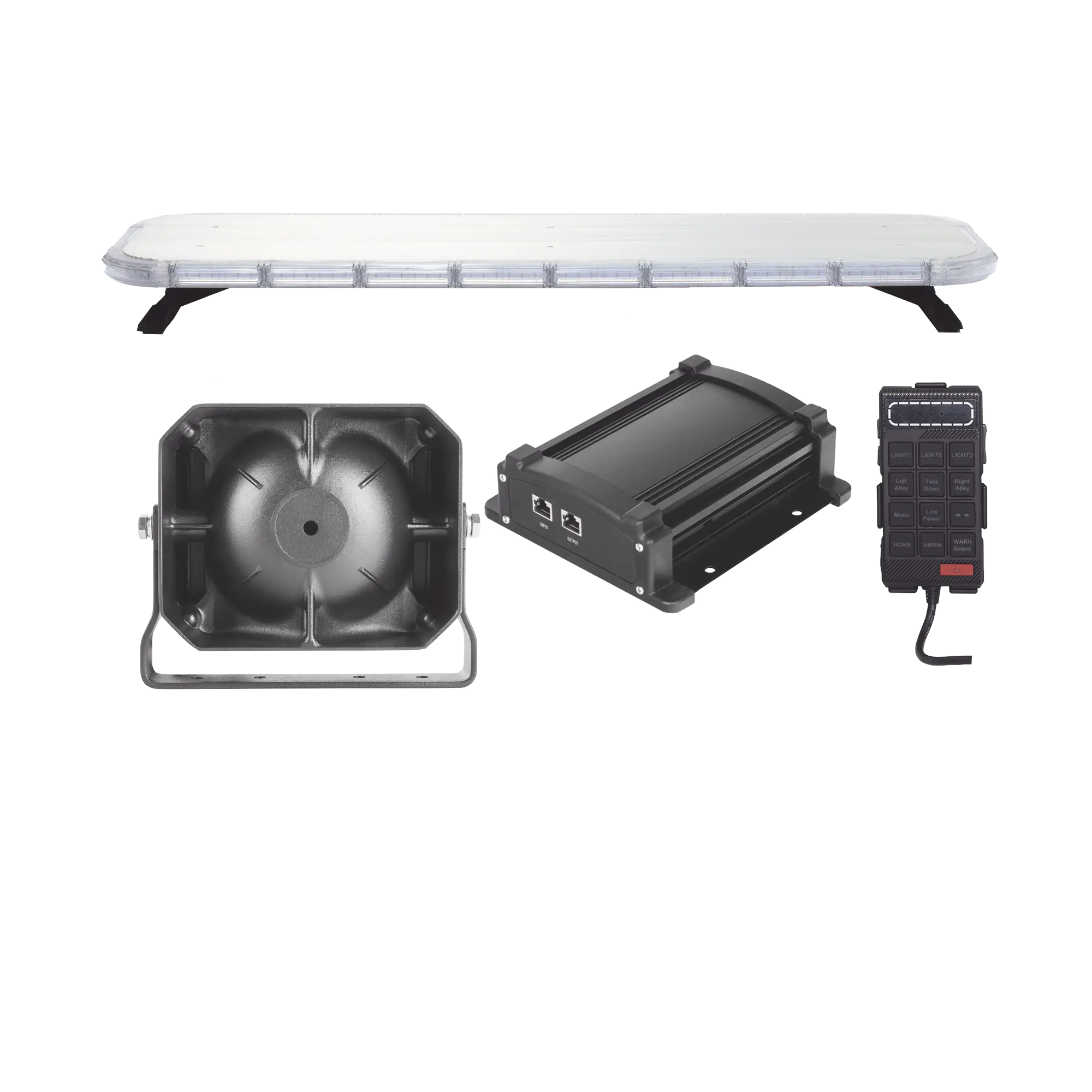 Kit básico para equipamiento de unidades de Seguridad Pública con Sirena Mono-mando