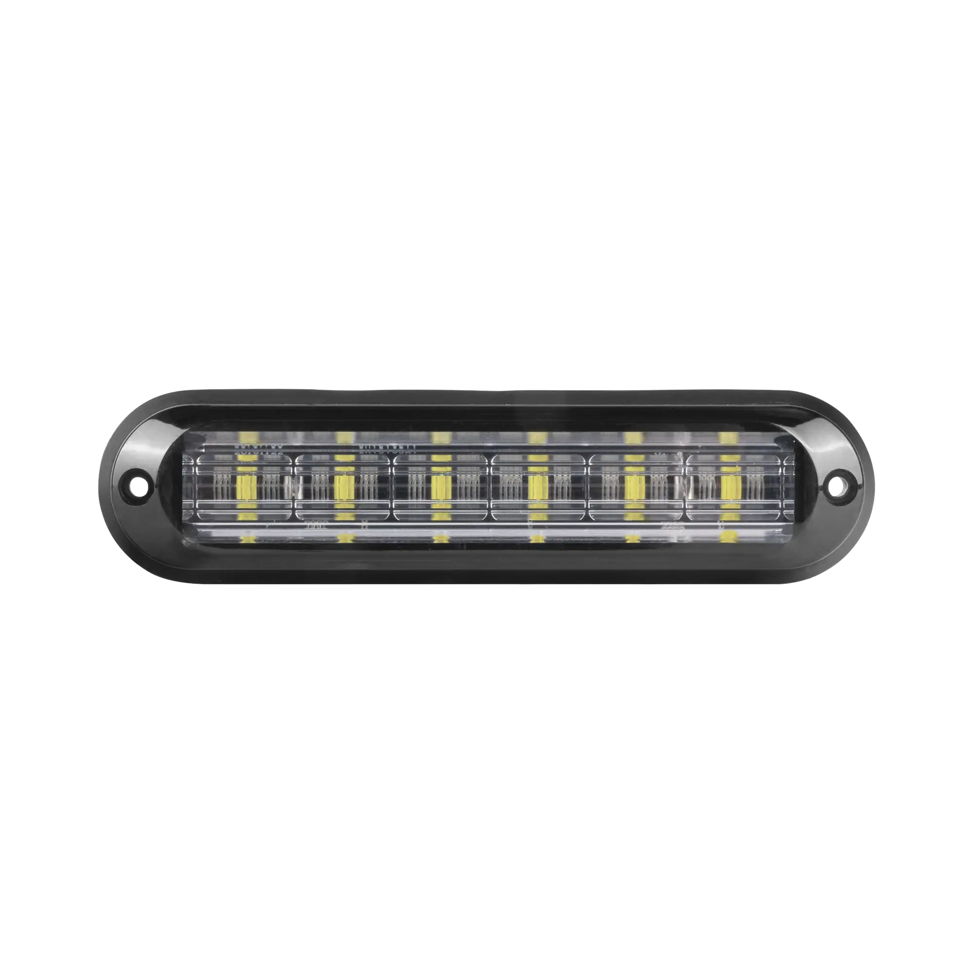 Luz Auxiliar Ultra Brillante IP67 de 6 LEDs, Color Ambar, con mica transparente y bisel negro