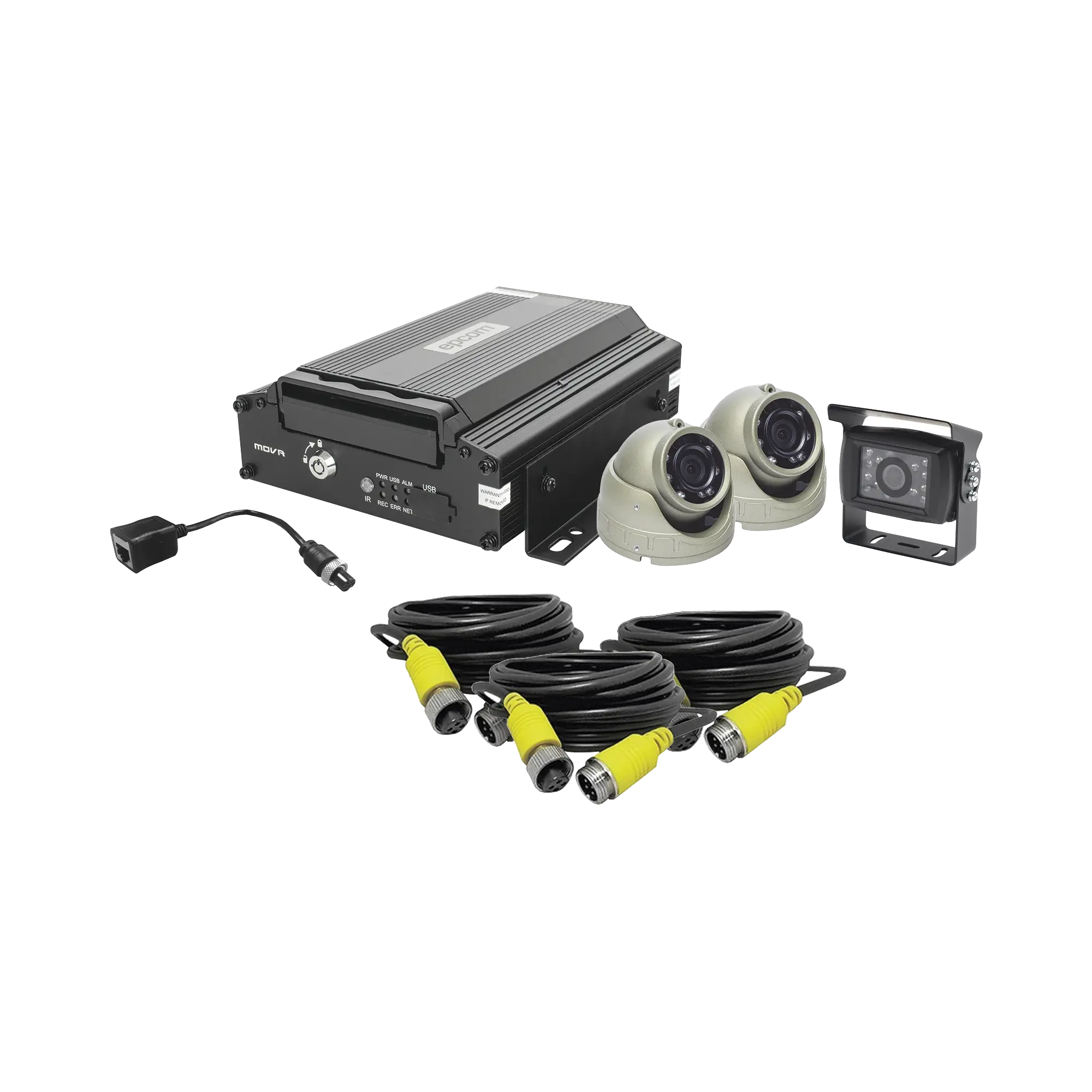 KIT DVR PARA VEHICULO /  INCLUYE /  CÁMARAS PARA INTERIOR /  CÁMARA PARA EXTERIOR, / 2MP AHD /  CABLES EXTENSORES / ADAPTADOR LAN.