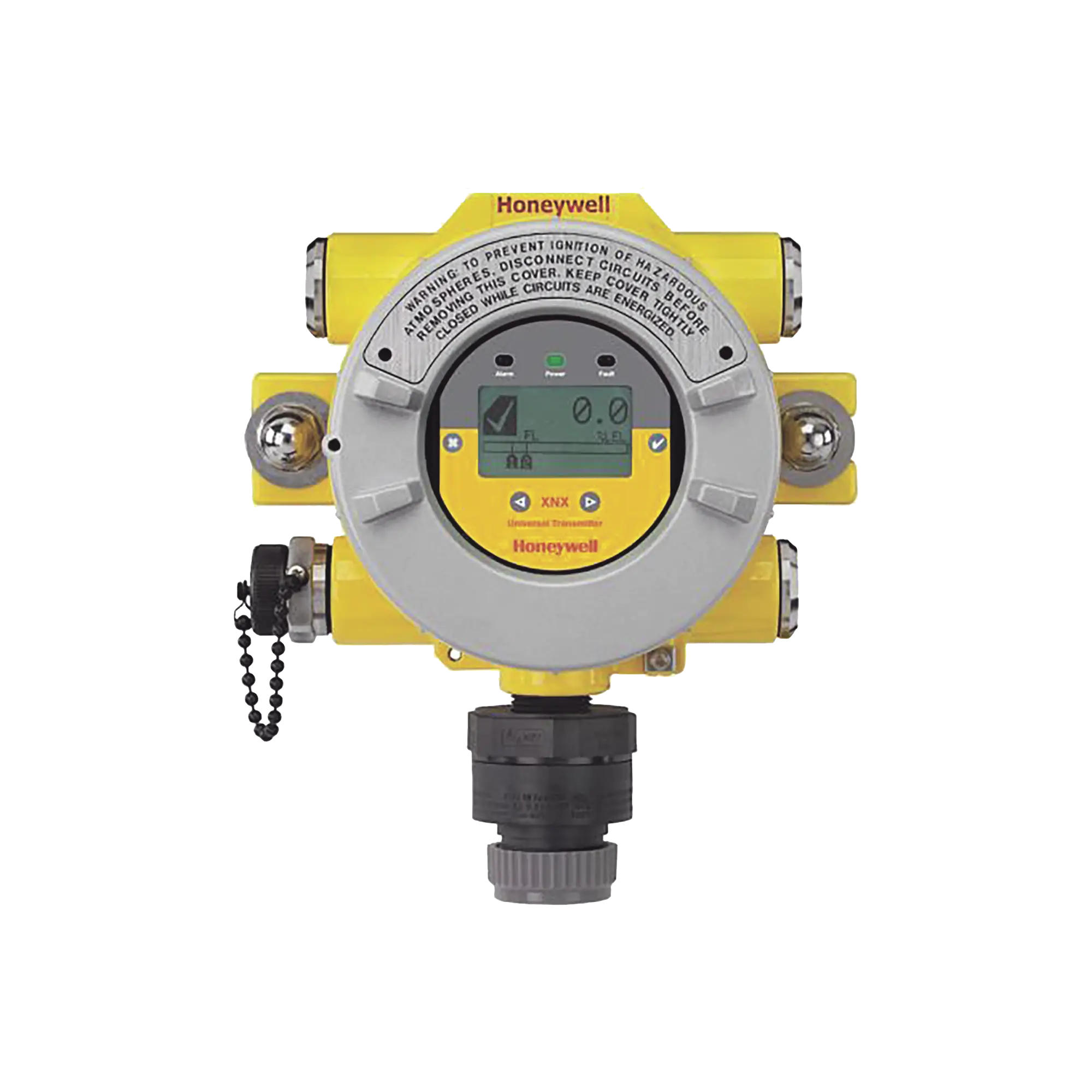 Transmisor Universal XNX, HART® sobre salida 4-20 mA, 3 Relés falla/alarma, ATEX/IECEx, 5 entradas M25, Aluminio Pintado, Configurado Para Searchpoint Optima Plus y Searchline Excel