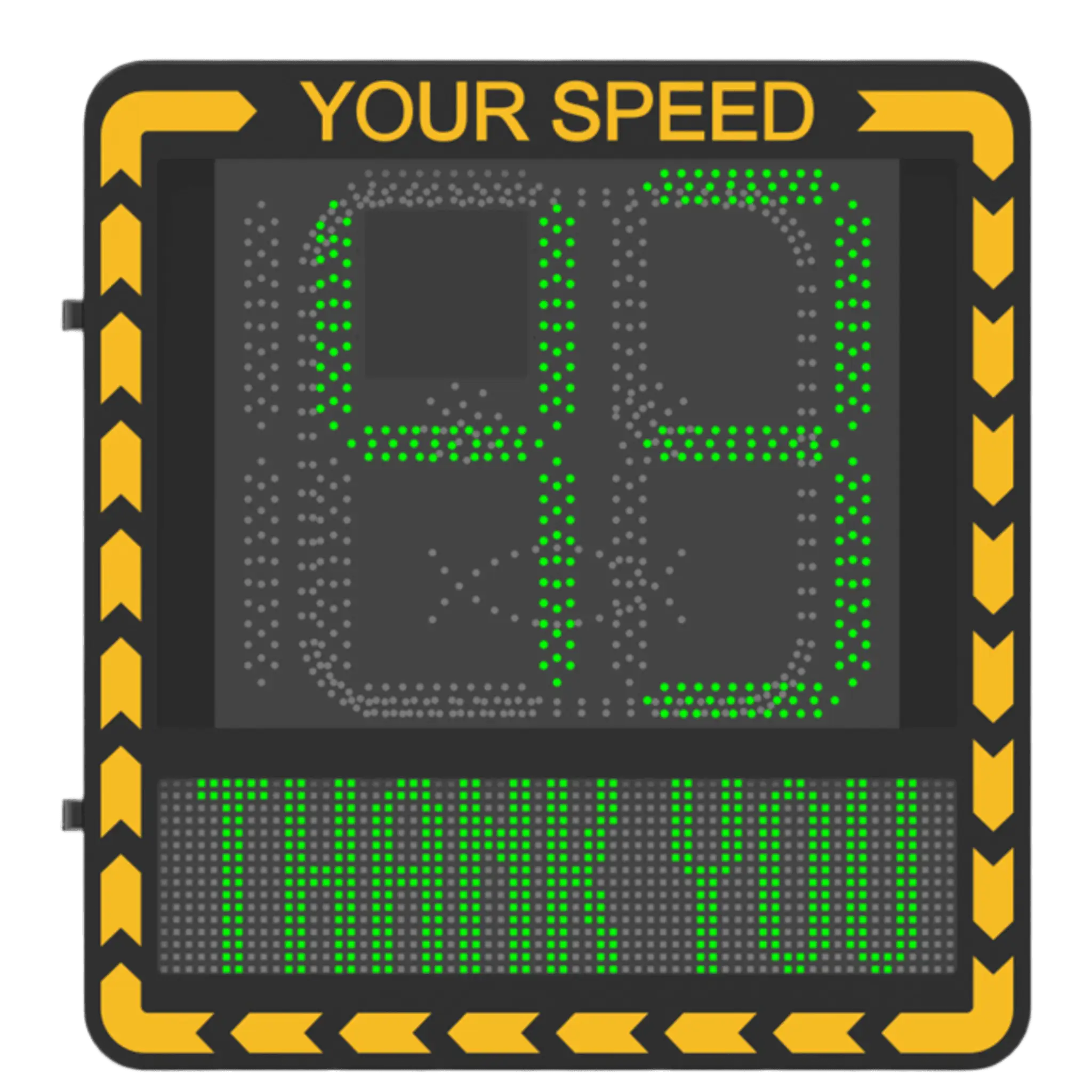 Pantalla LED de Señalización de Velocidad por Radar / Detección de Velocidad en Tiempo Real / Rango de Detección de 100 m / Hasta 32 Objetivos Detectados / Pantalla LED de Alta Visibilidad / Instalación en Carril o Later
