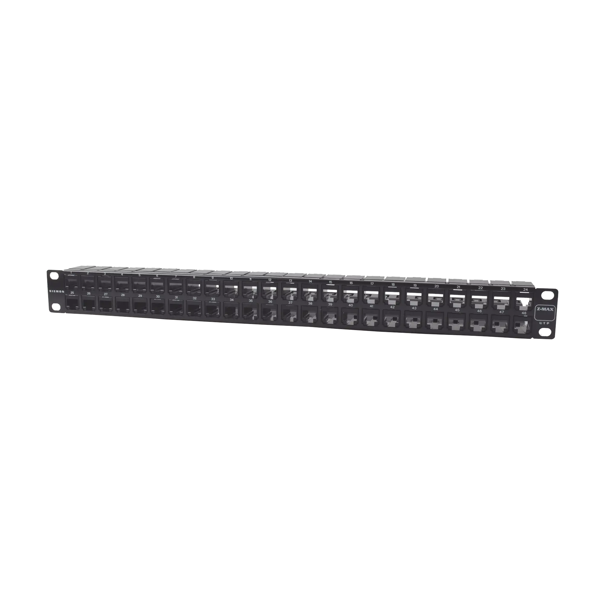 Patch Panel UTP Z-MAX de 48 puertos, Precargado con Jacks CategorĂa 6, Plano, 1UR