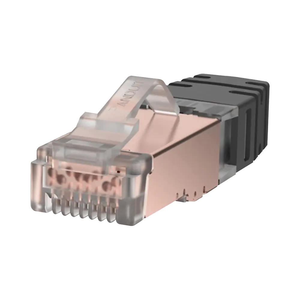 Plug RJ45 Cat6A Blindado, Para Cable Calibre 23-24 AWG, Chapado en Oro de 50 micras, Paquete de 100 piezas